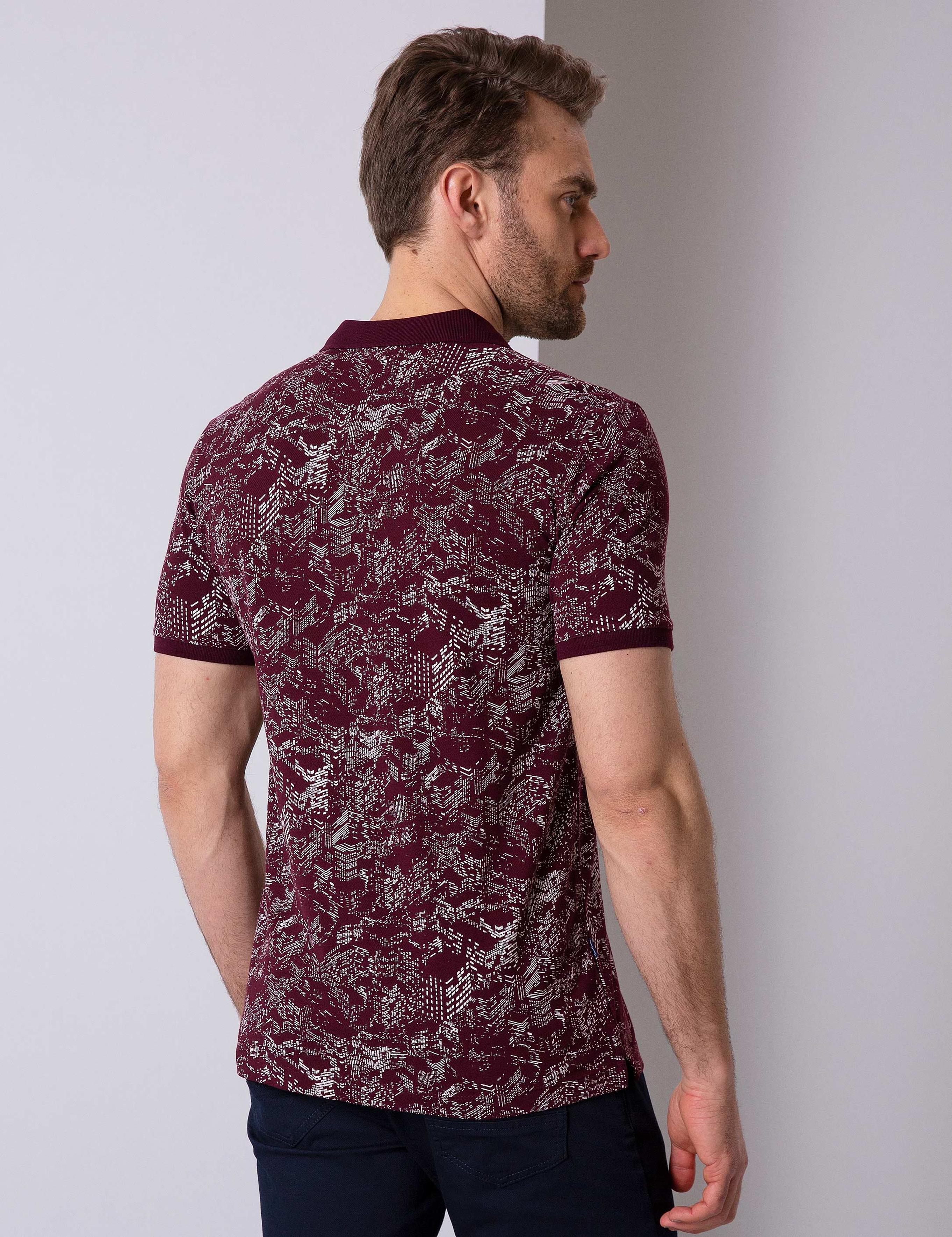 Bordo Slim Fit Polo Yaka T-Shirt
