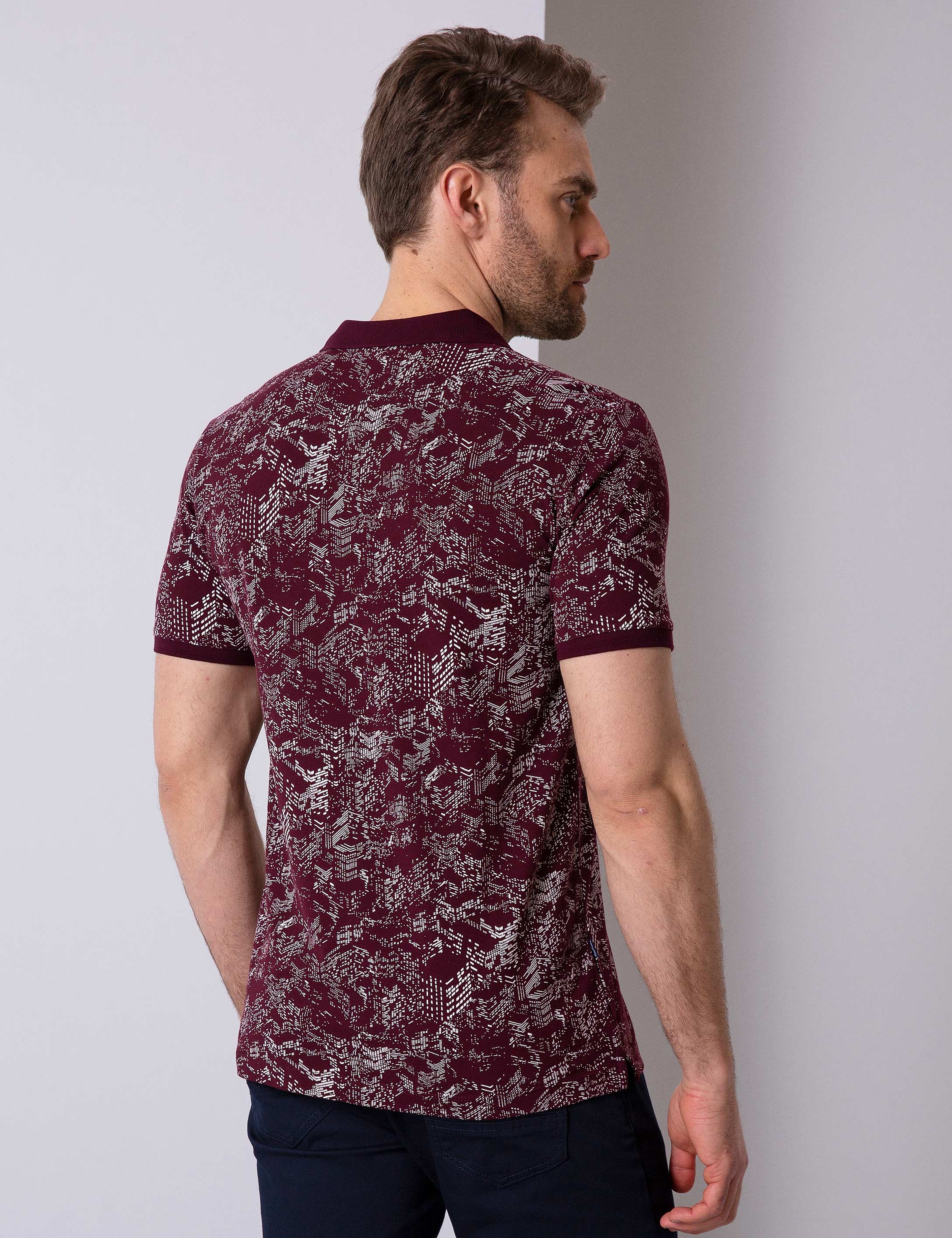 Bordo Slim Fit Polo Yaka T-Shirt
