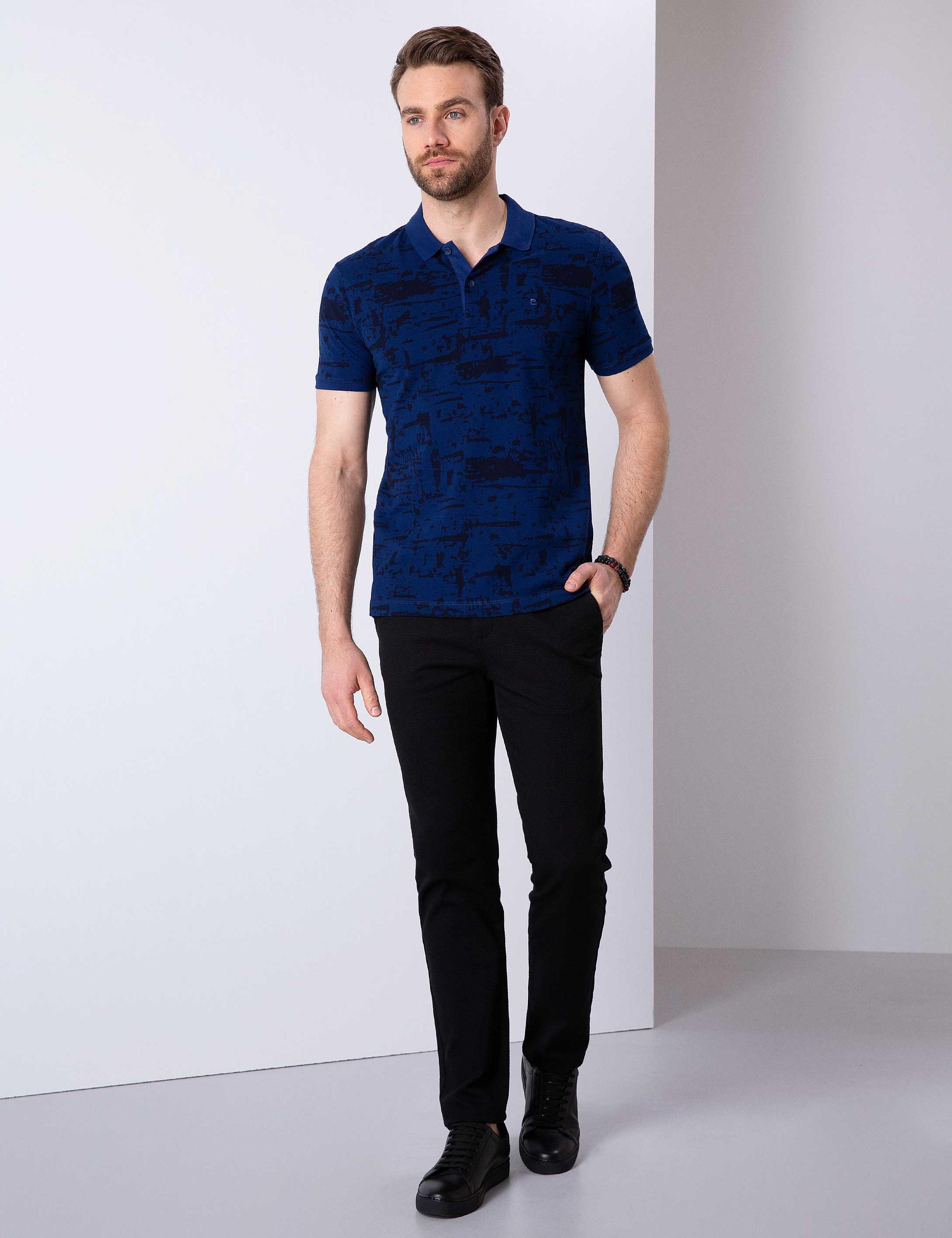 Lacivert Slim Fit Polo Yaka T-Shirt