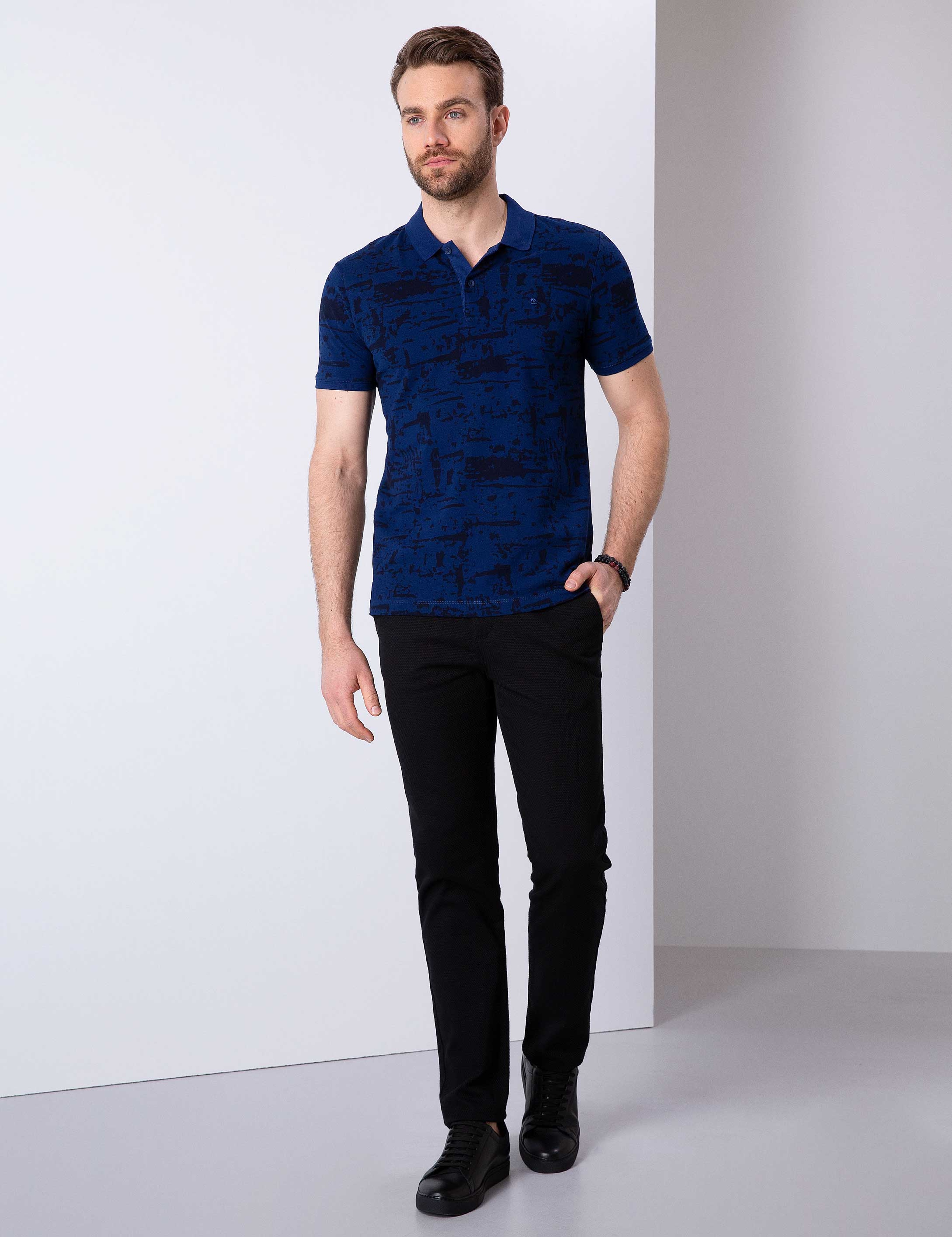 Lacivert Slim Fit Polo Yaka T-Shirt - Image 2
