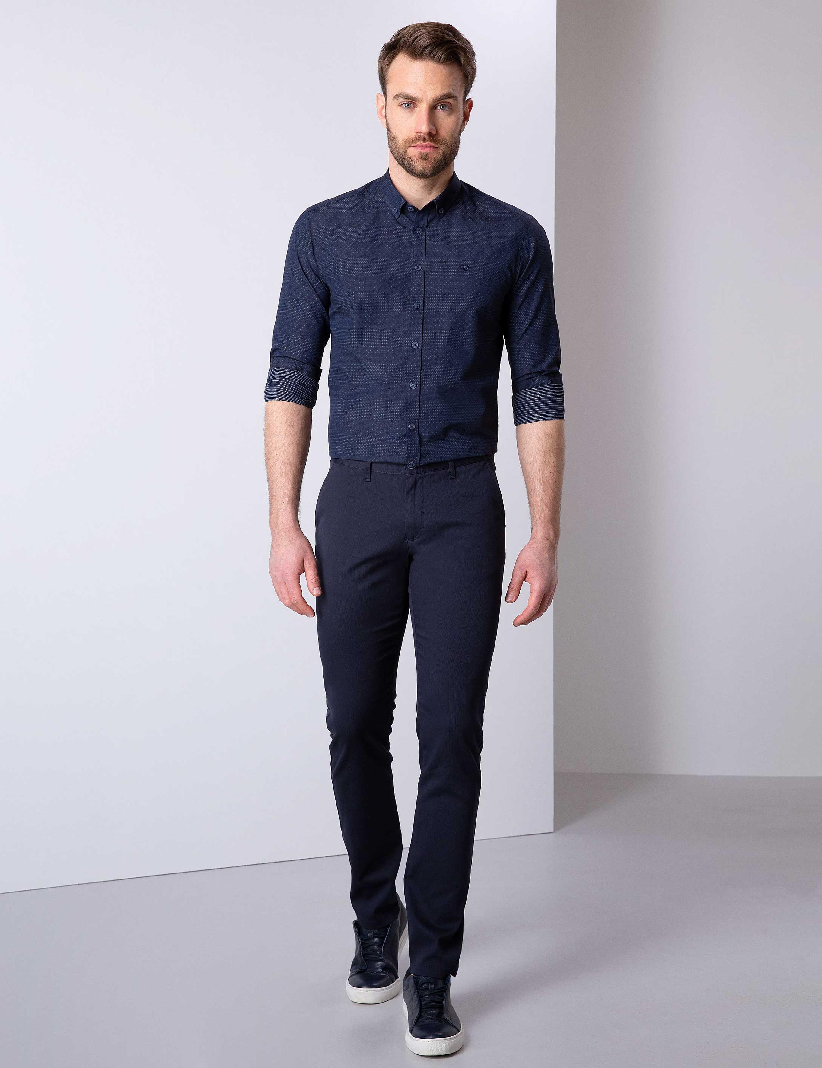 Lacivert Slim Fit Chino Pantolon