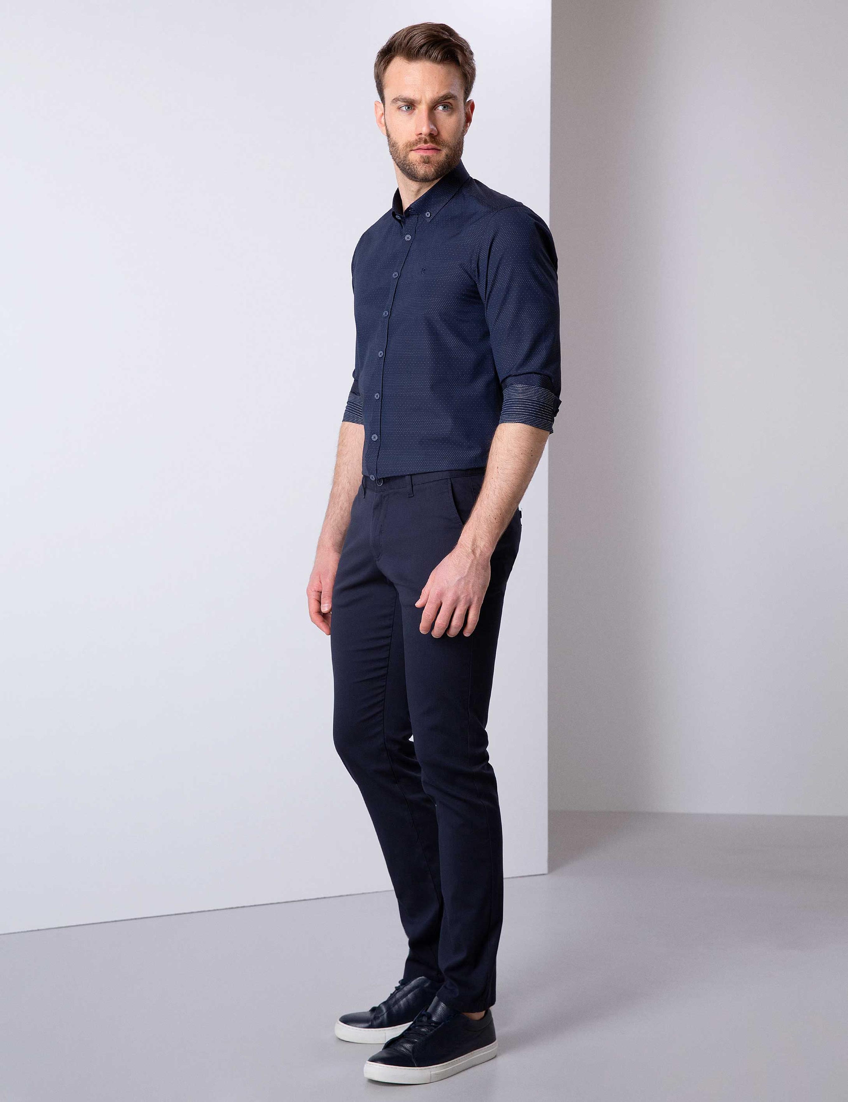 Lacivert Slim Fit Chino Pantolon