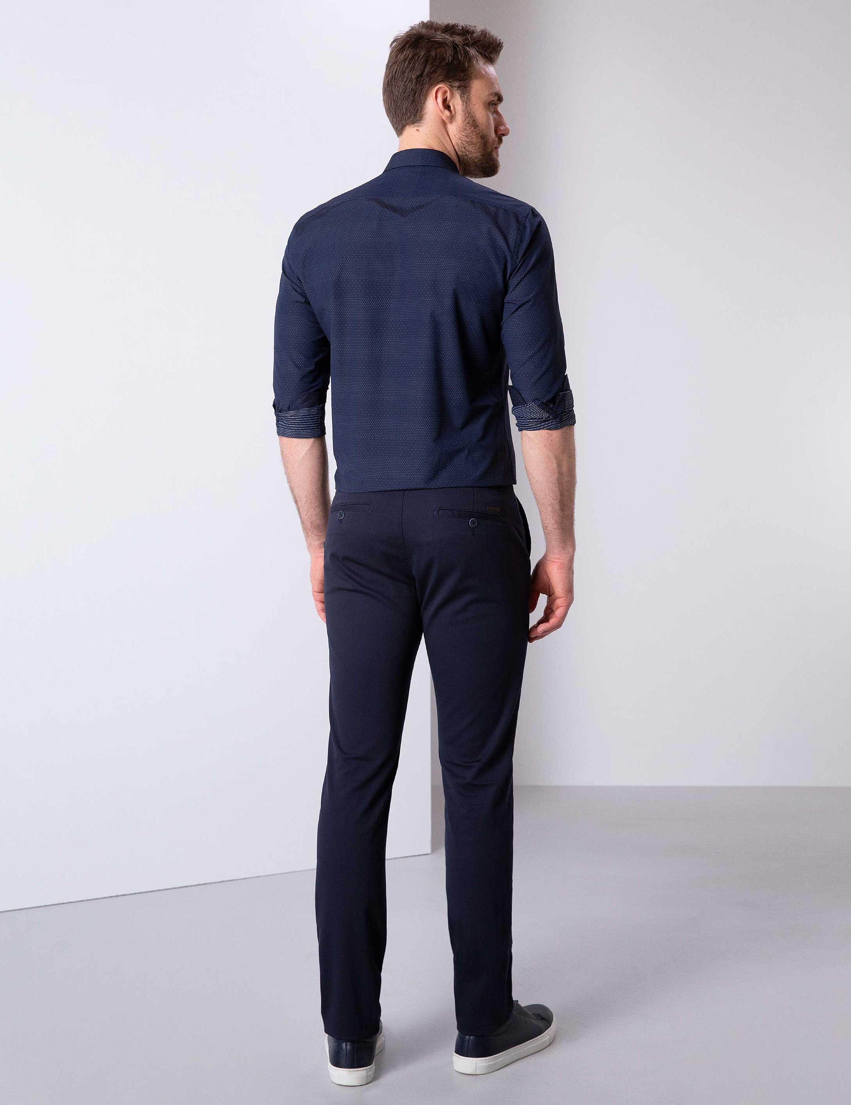 Lacivert Slim Fit Chino Pantolon
