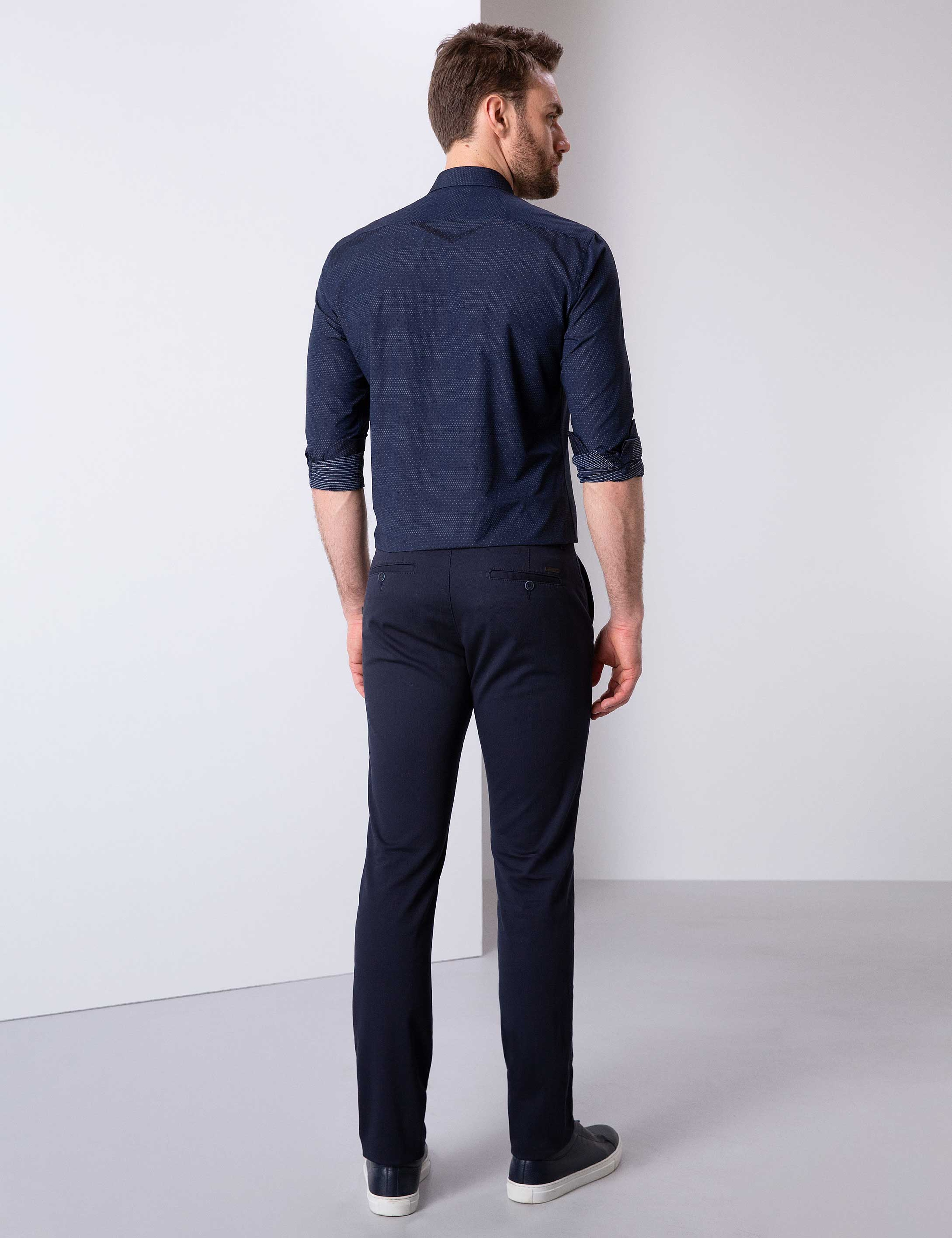 Lacivert Slim Fit Chino Pantolon - Image 3