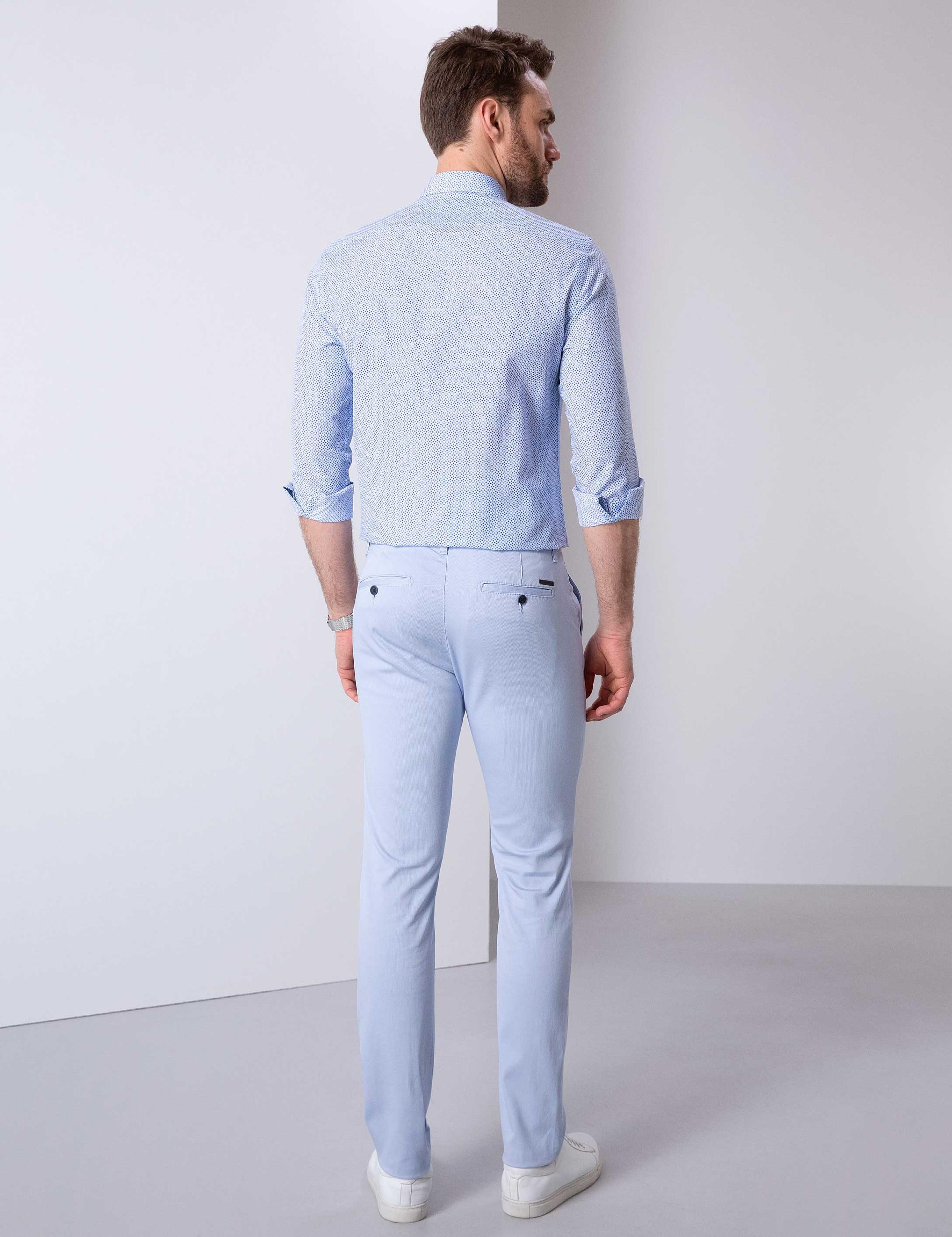 Açık Mavi Slim Fit Kanvas Pantolon