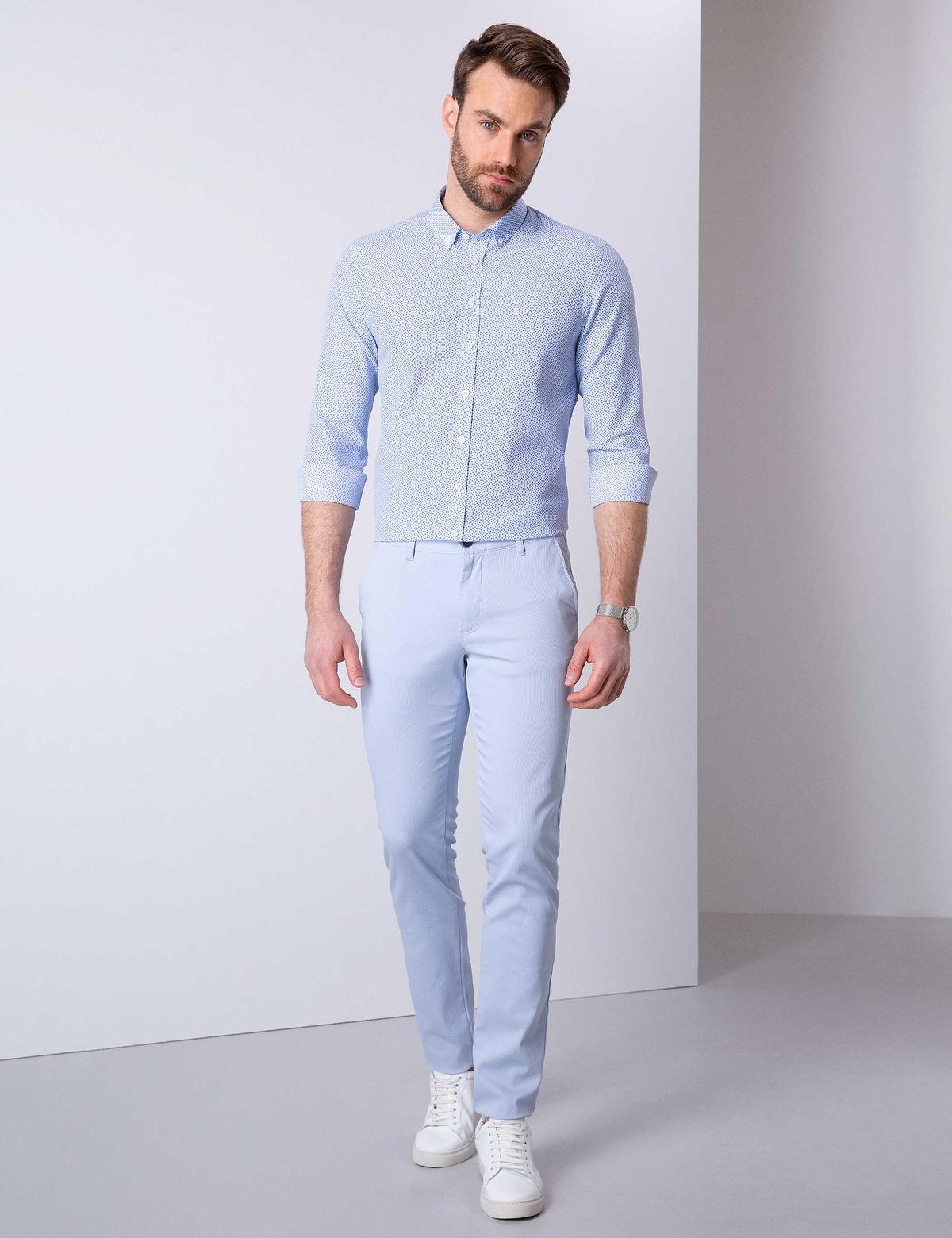 Açık Mavi Slim Fit Kanvas Pantolon