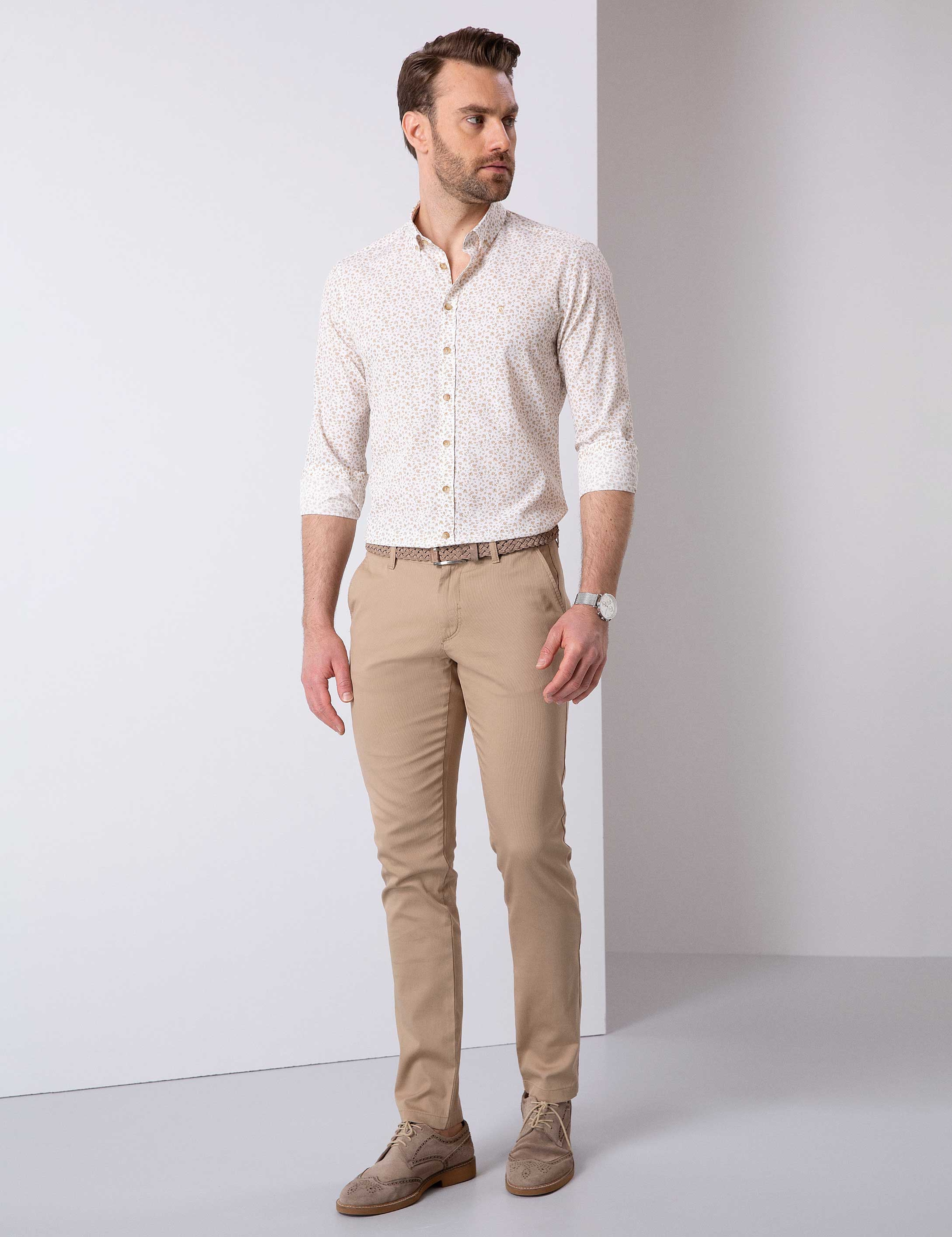 Camel Slim Fit Chino Pantolon - Image 1