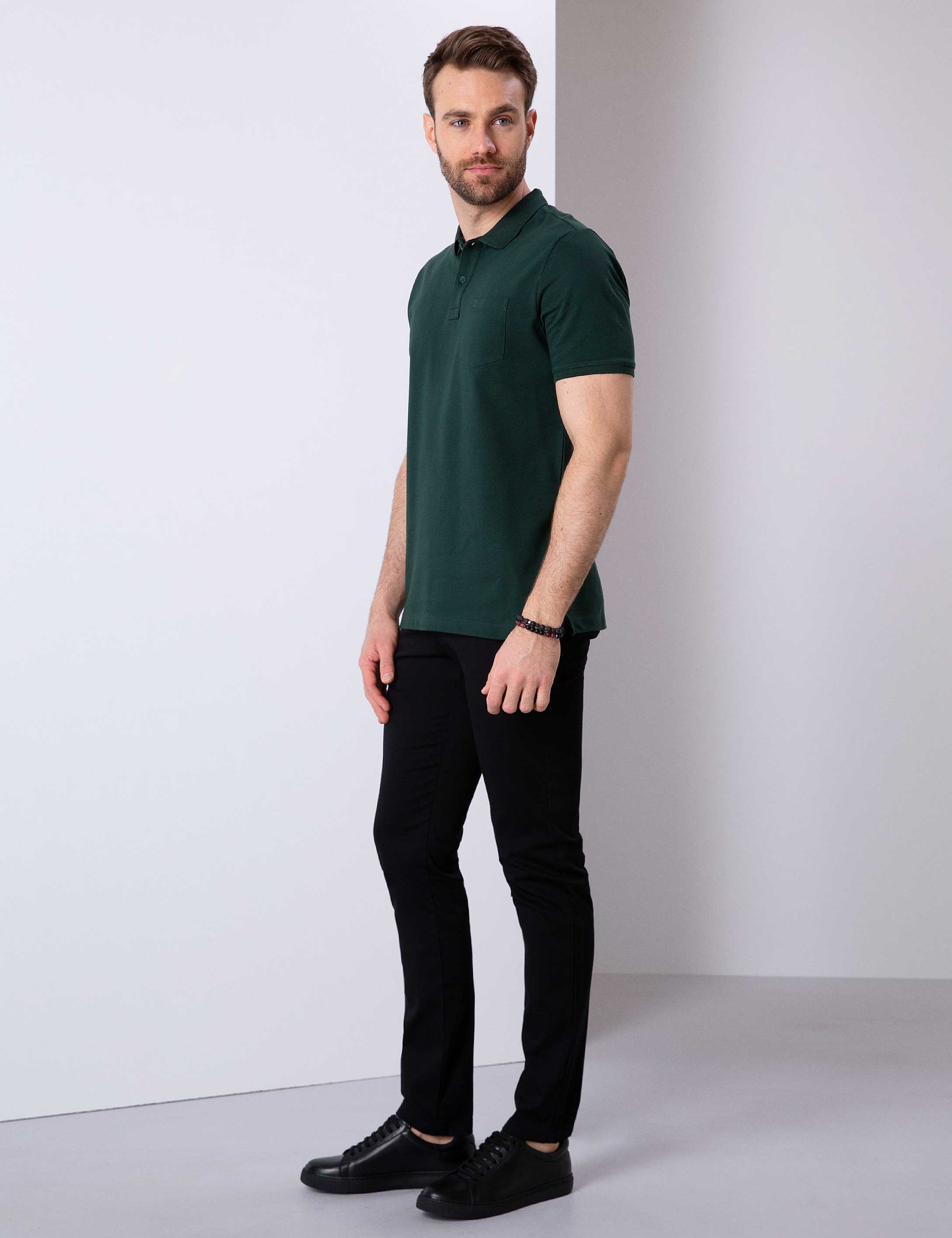 Siyah Slim Fit Chino Pantolon - Image 2