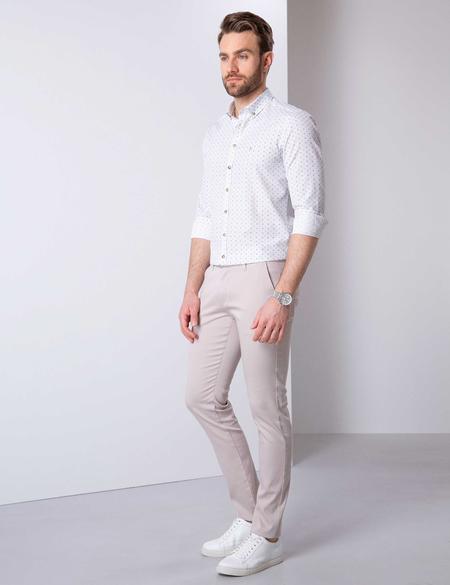 Bej Slim Fit Kanvas Pantolon - 50200872093