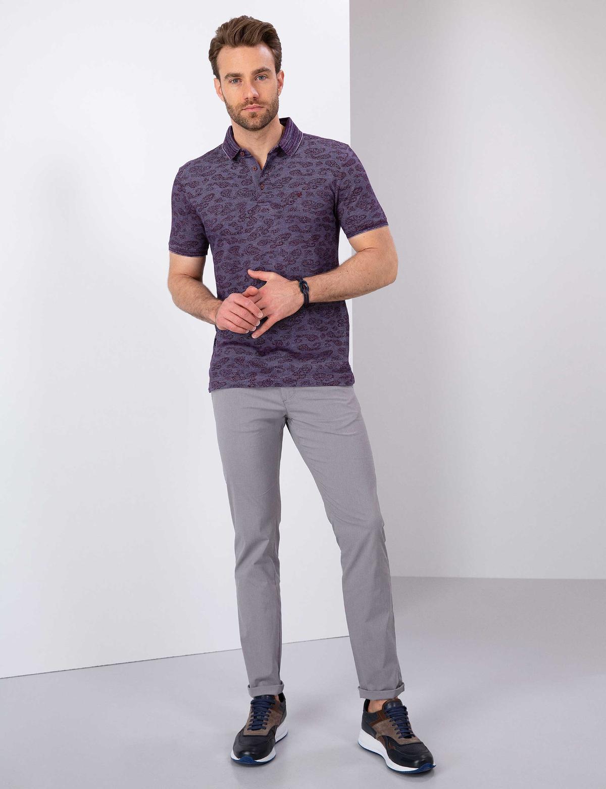 Bordo Slim Fit Polo Yaka T-Shirt - 50200873051