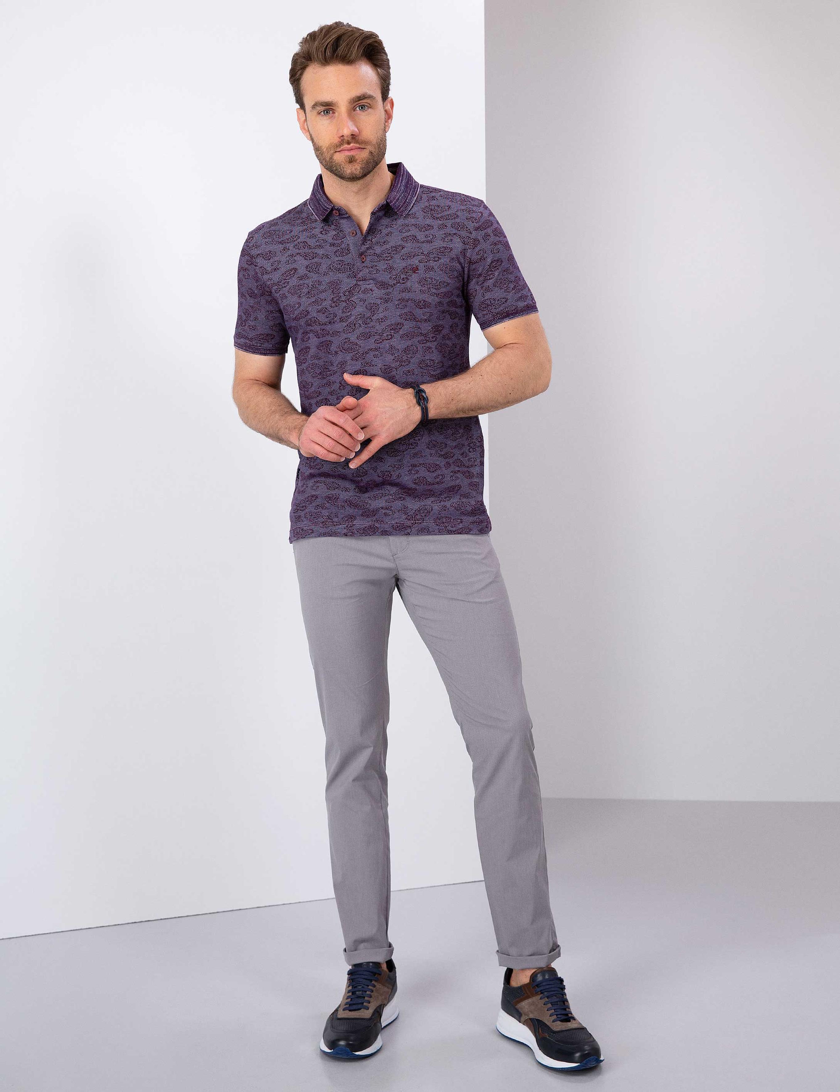 Bordo Slim Fit Polo Yaka T-Shirt