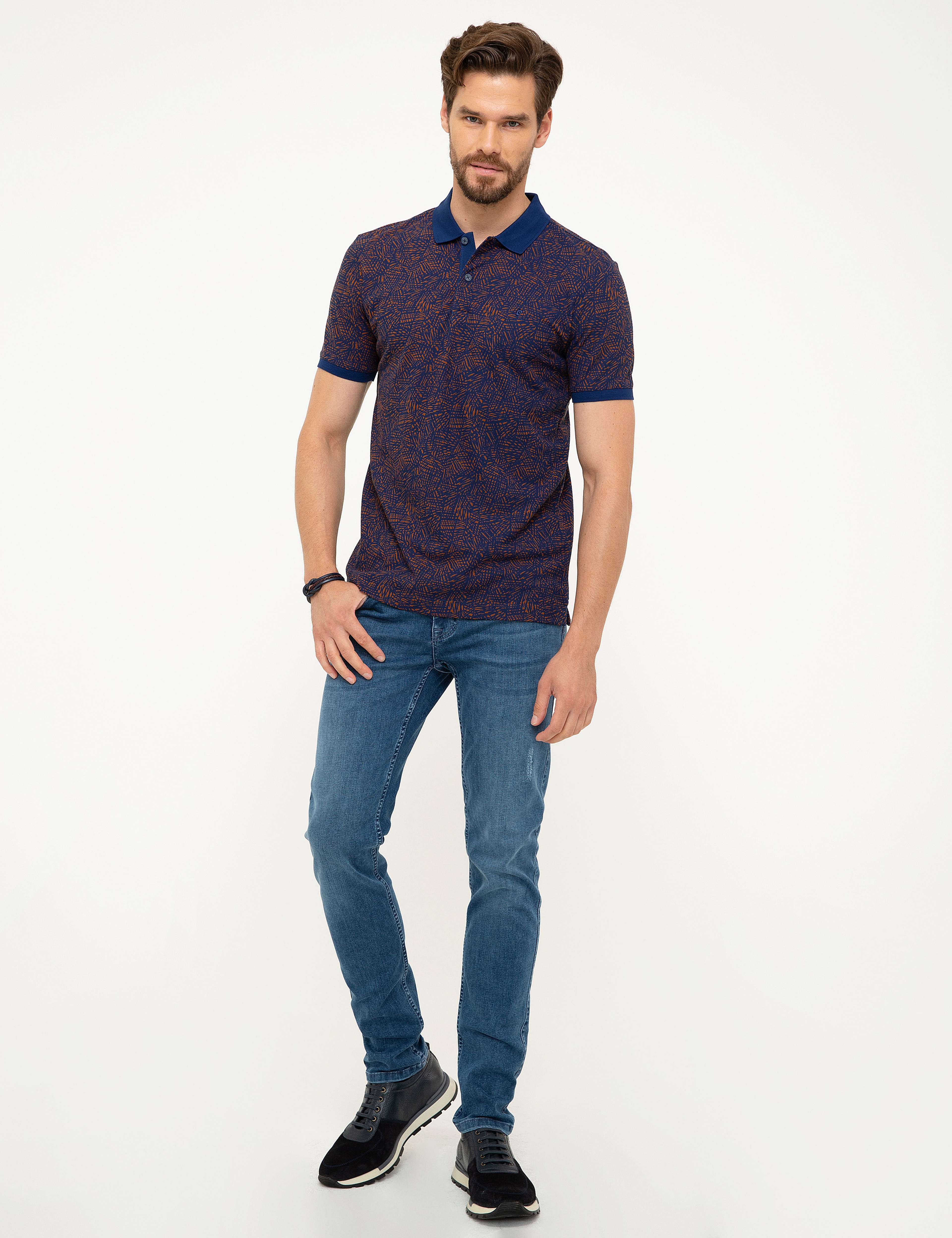 Lacivert Slim Fit Polo Yaka T-Shirt
