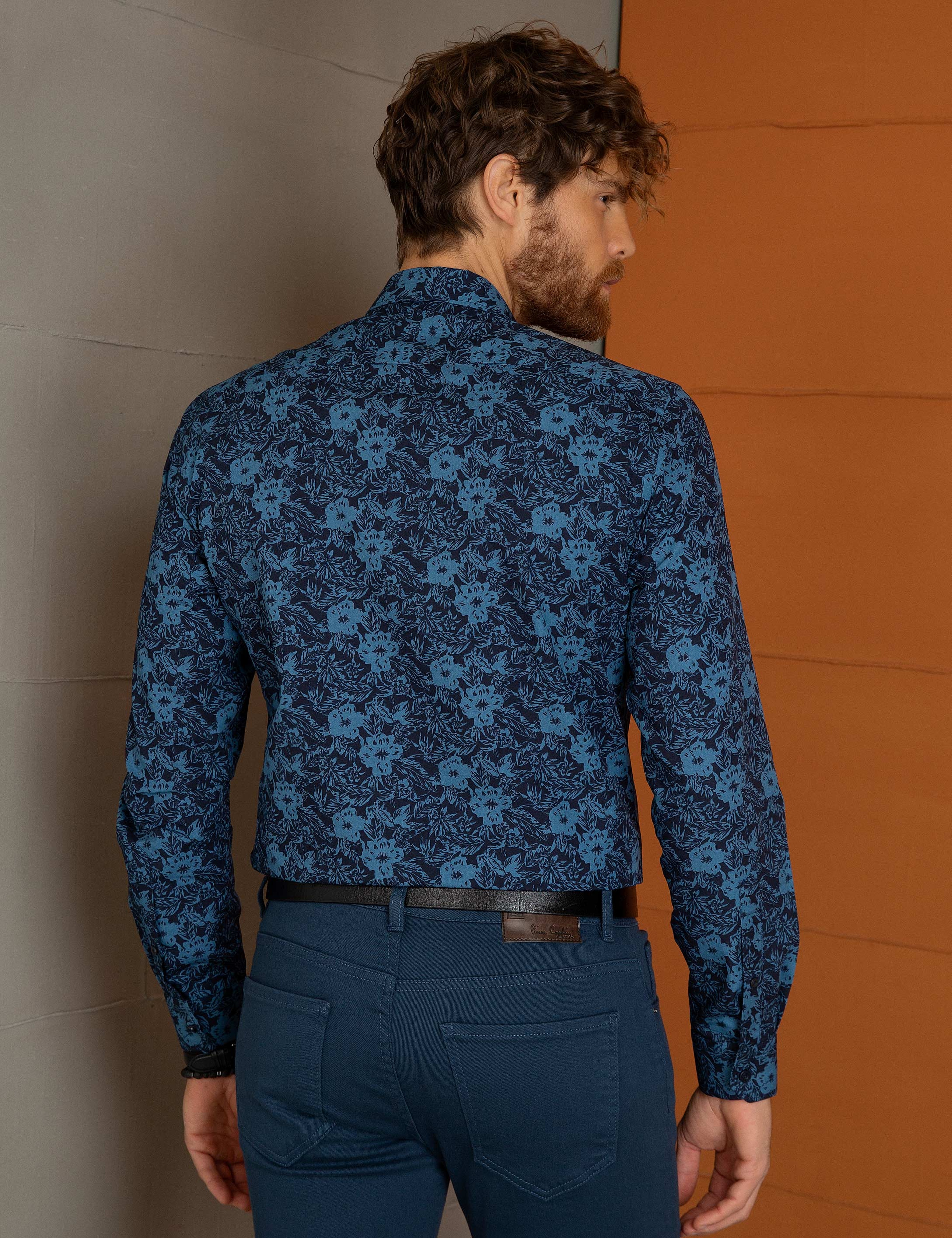 Koyu Mavi Slim Fit Gömlek - Image 3