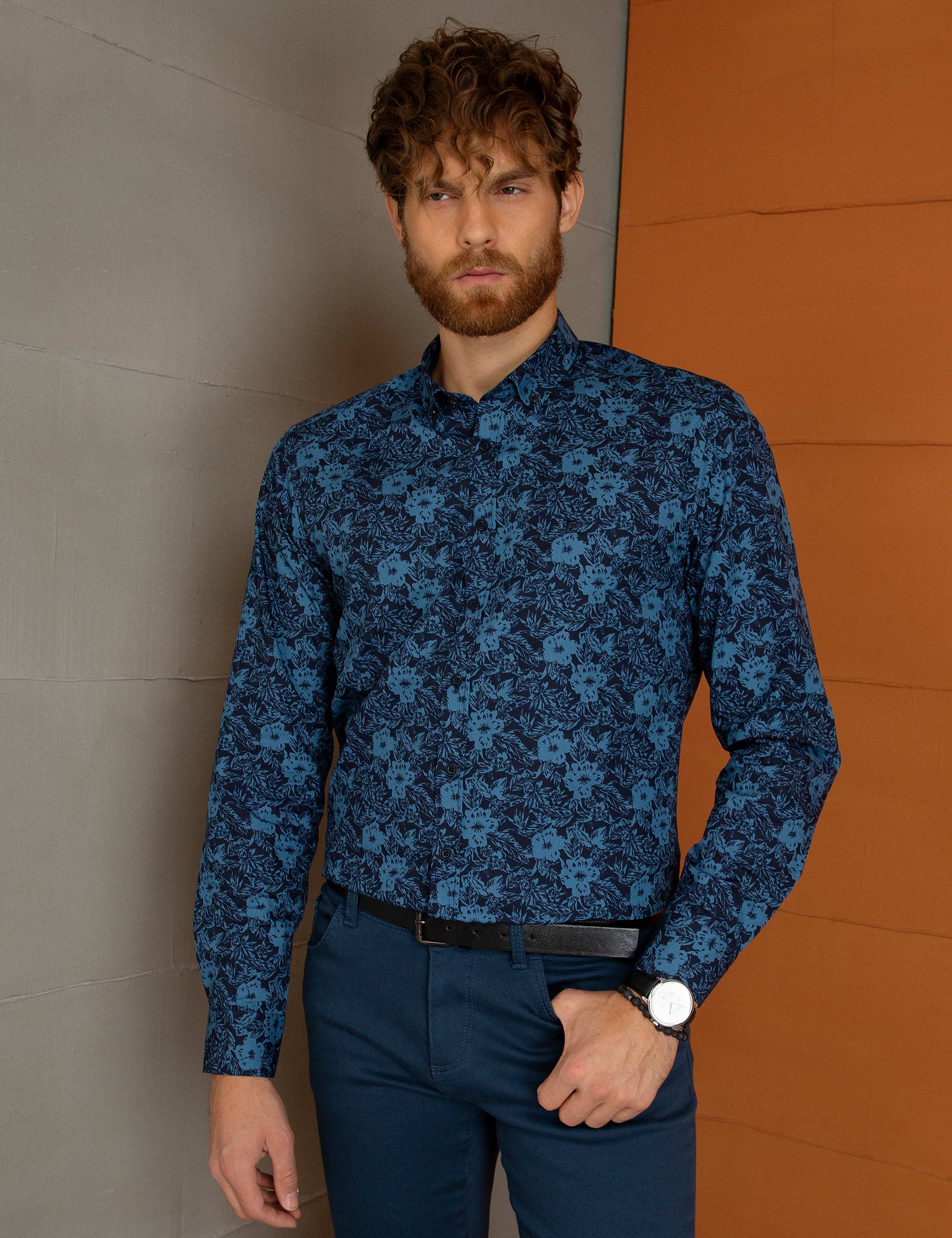 Koyu Mavi Slim Fit Gömlek