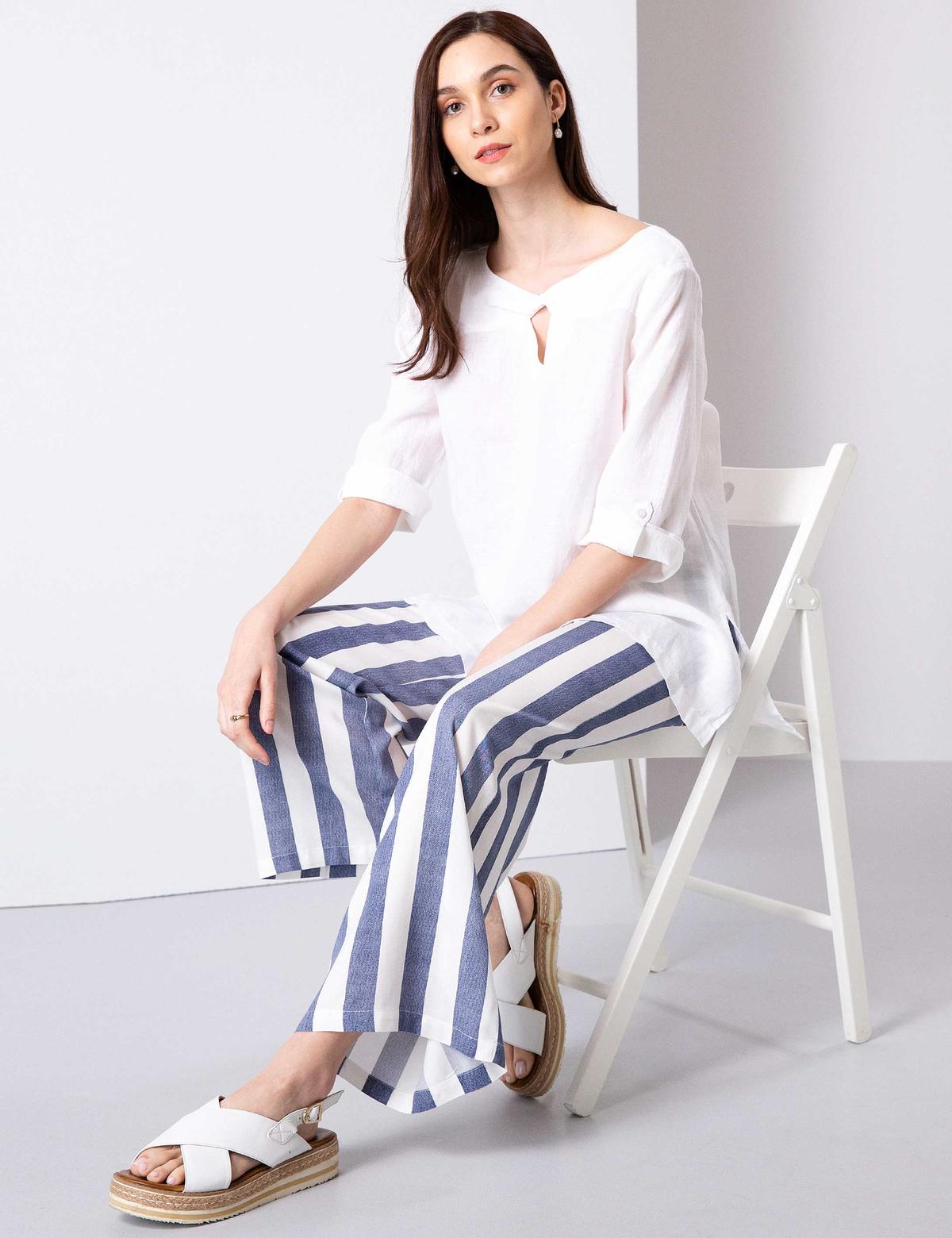 Açık Mavi Flare Fit Kumaş Pantolon