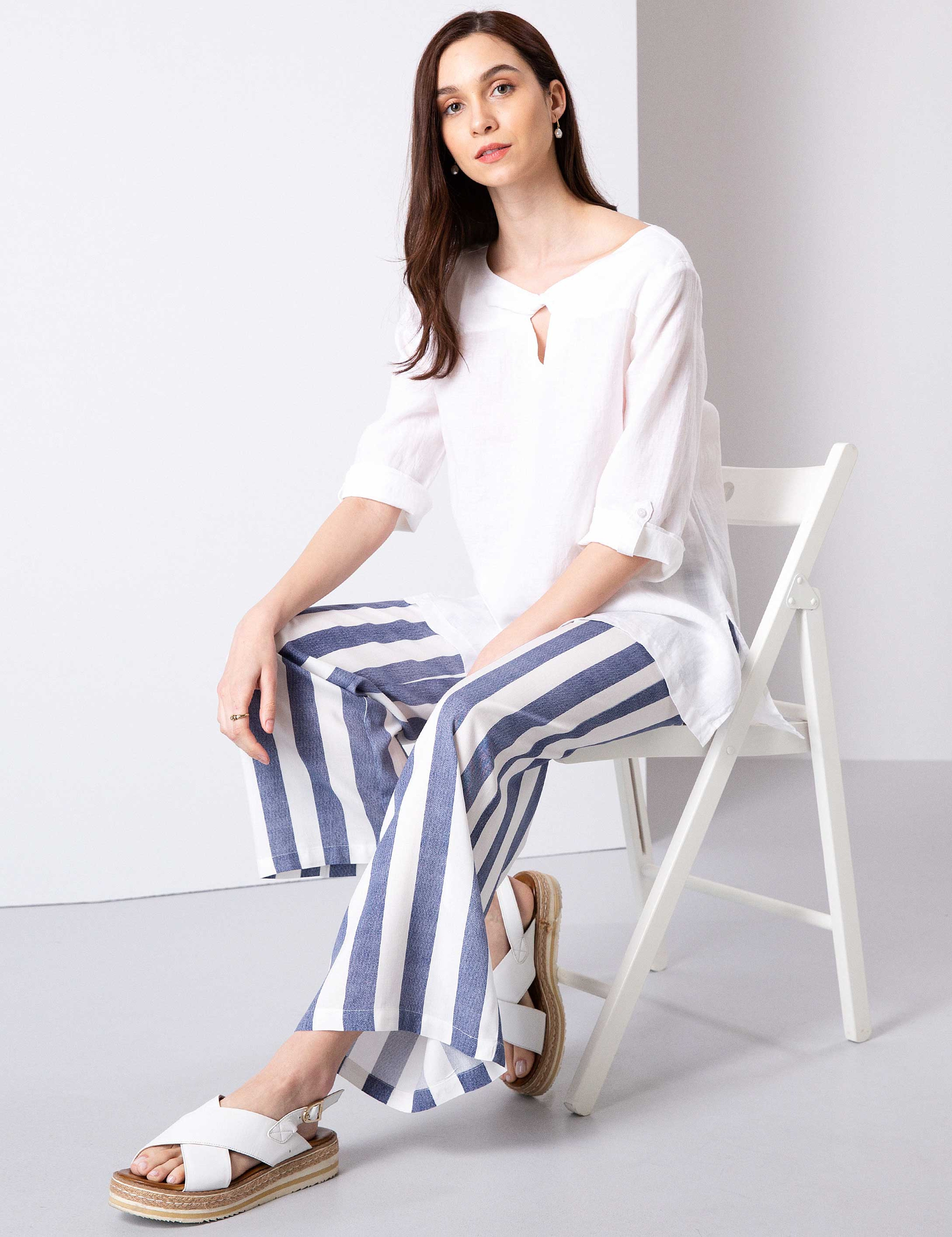 Açık Mavi Flare Fit Kumaş Pantolon - Image 1