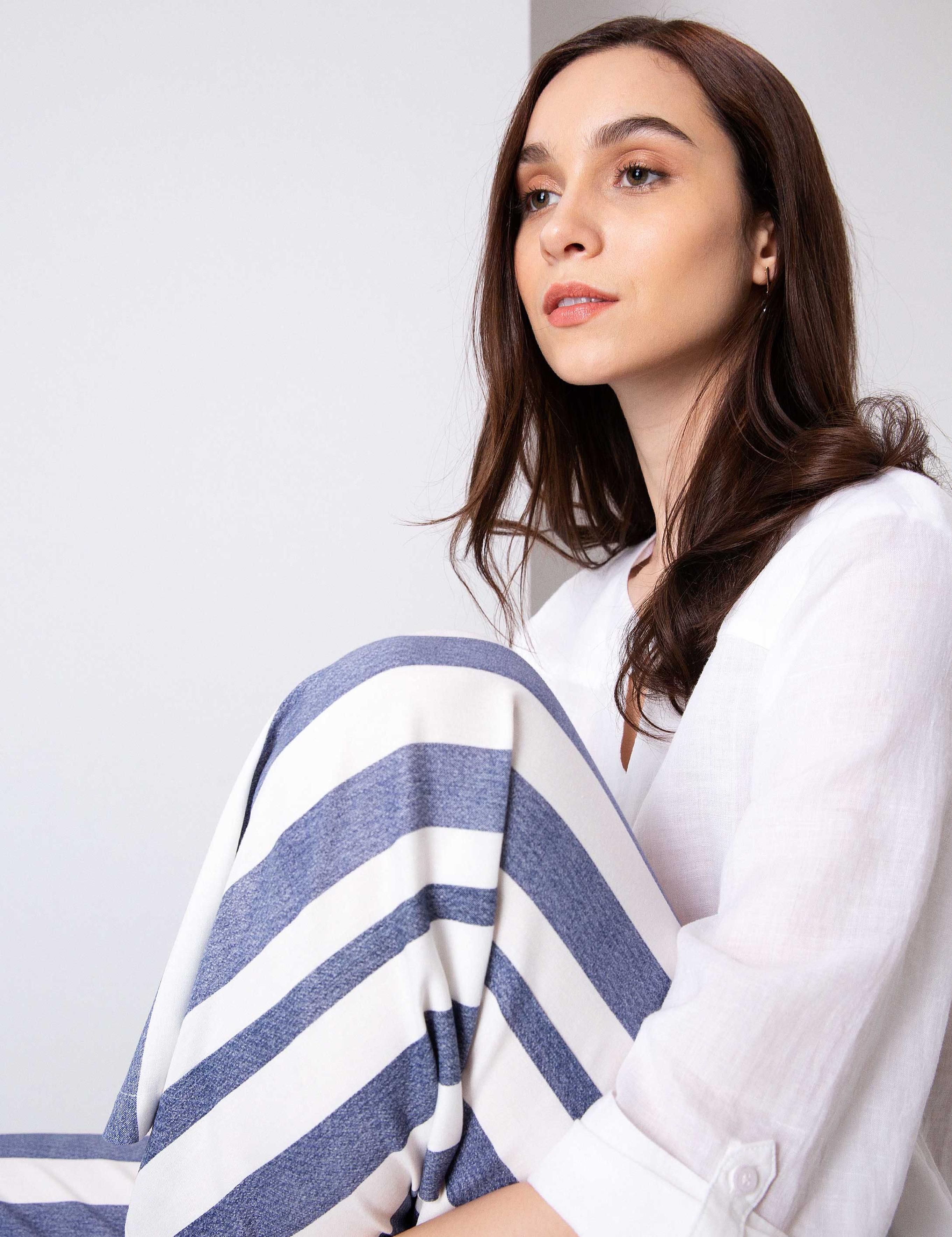 Açık Mavi Flare Fit Kumaş Pantolon