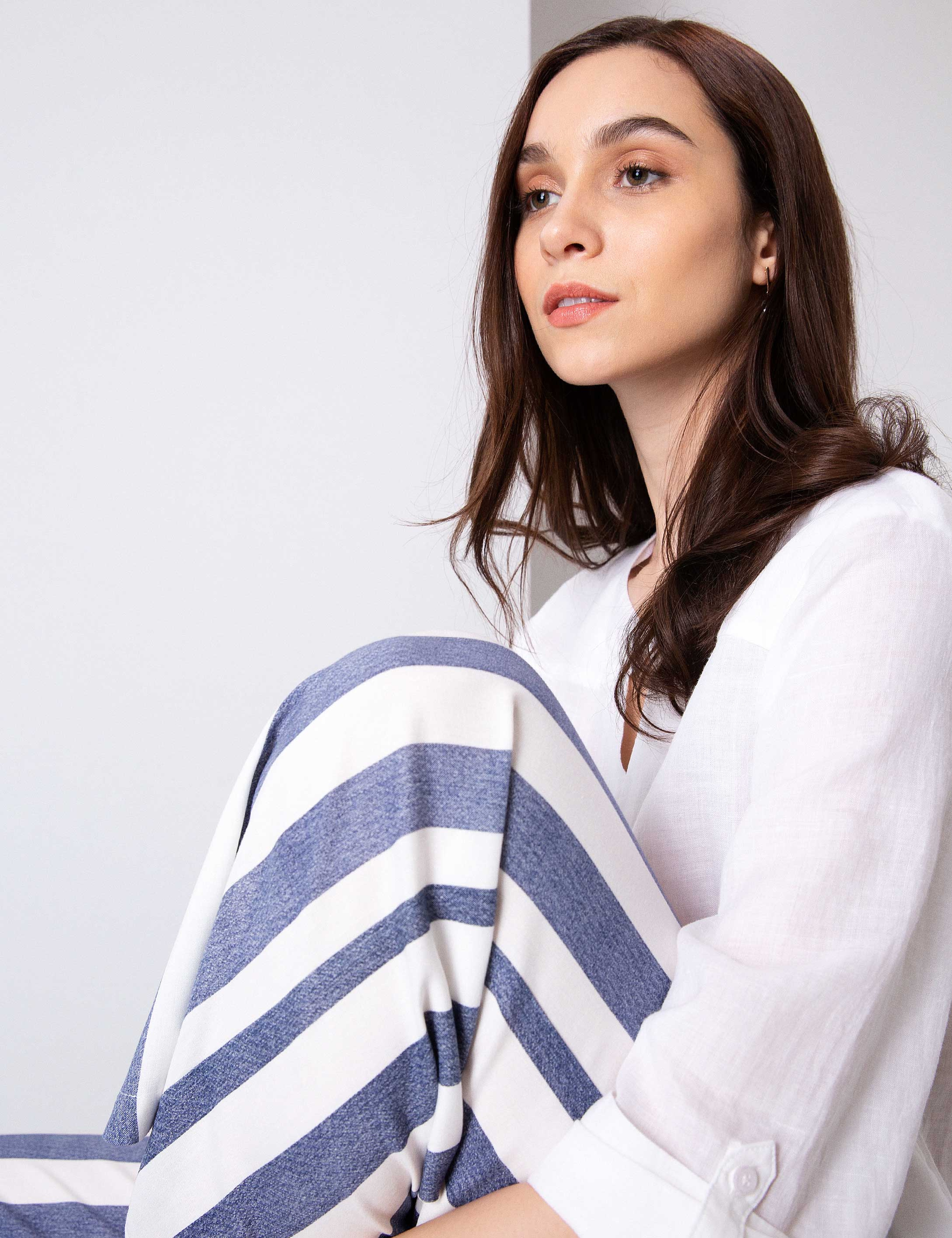 Açık Mavi Flare Fit Kumaş Pantolon - Image 2