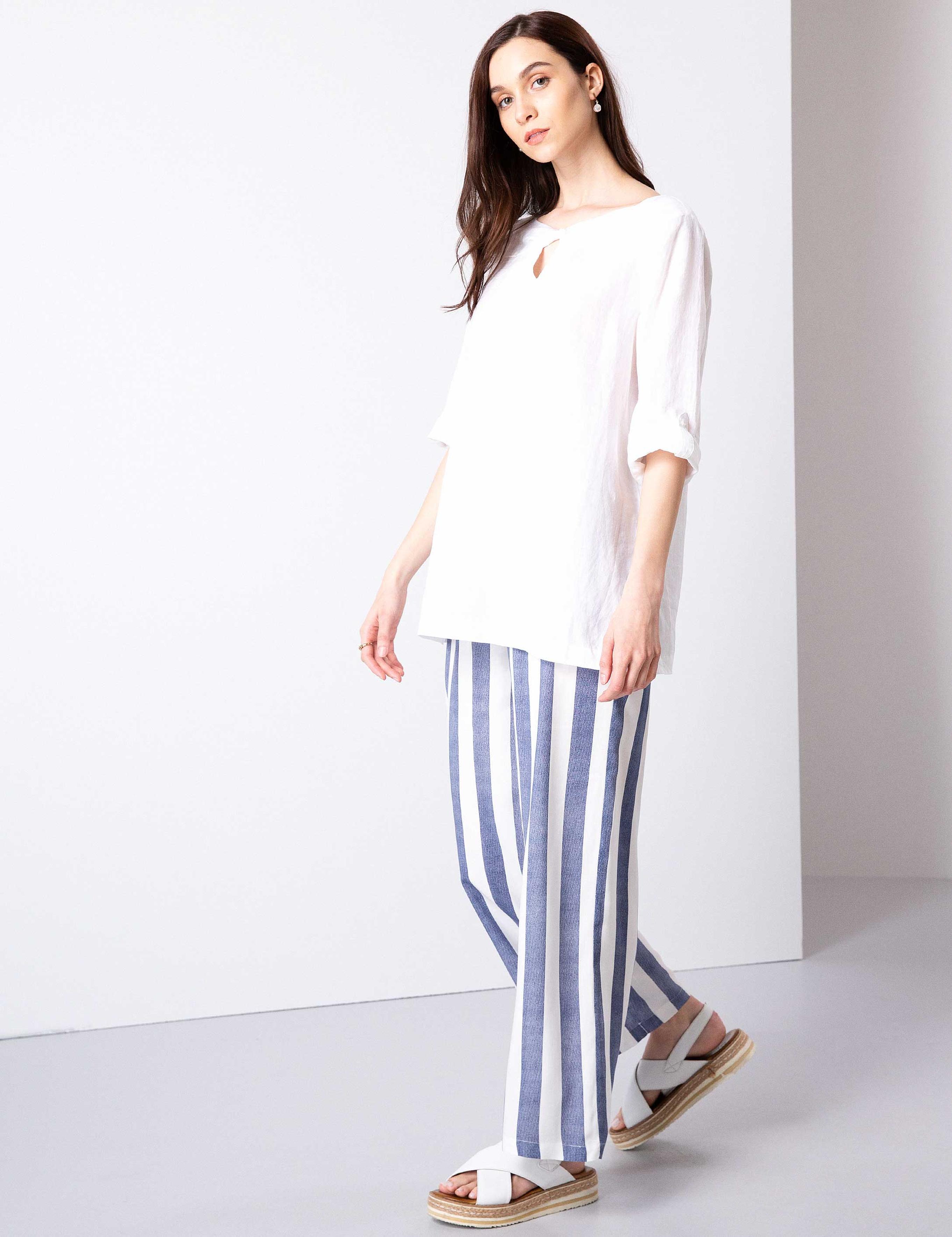 Açık Mavi Flare Fit Kumaş Pantolon