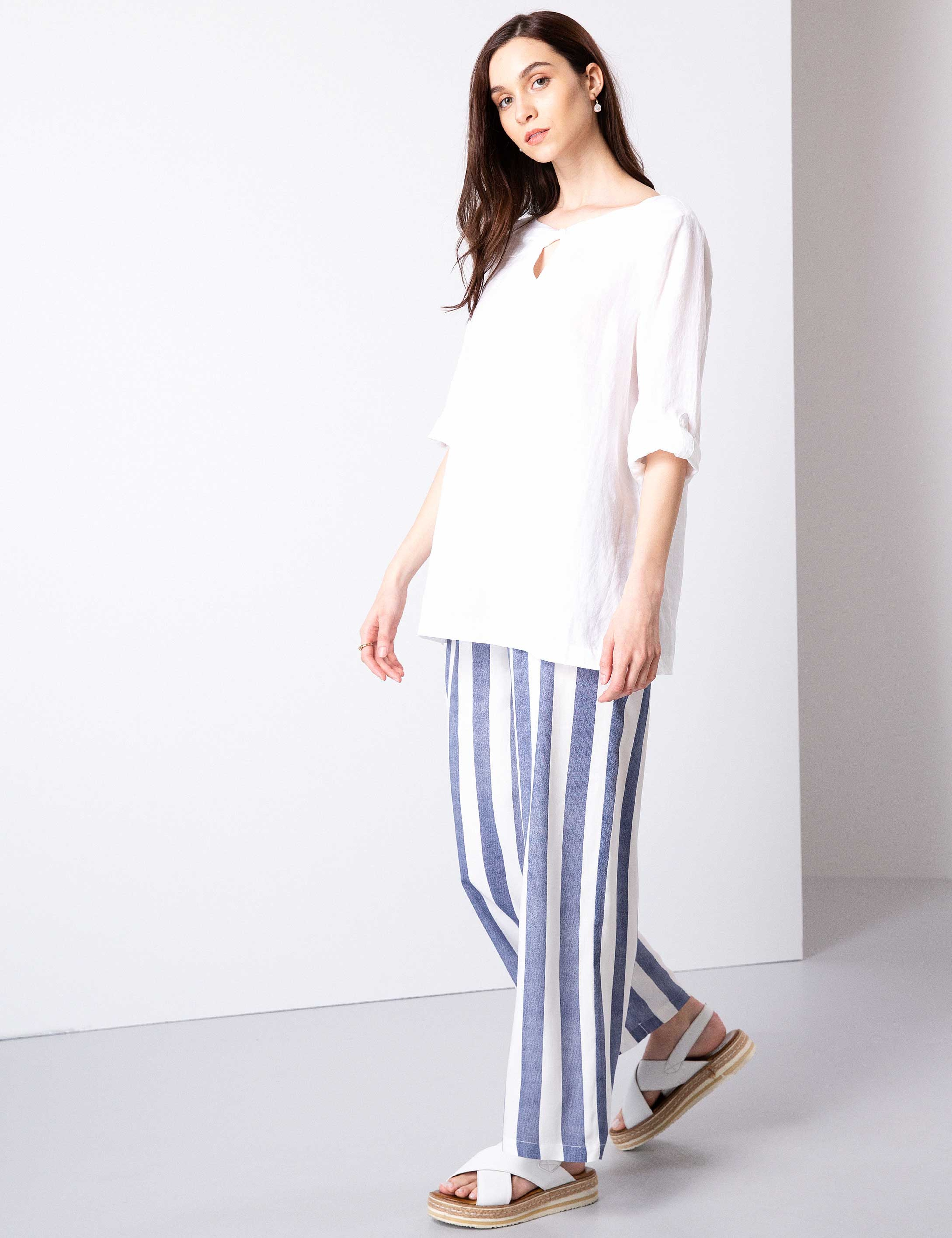 Açık Mavi Flare Fit Kumaş Pantolon