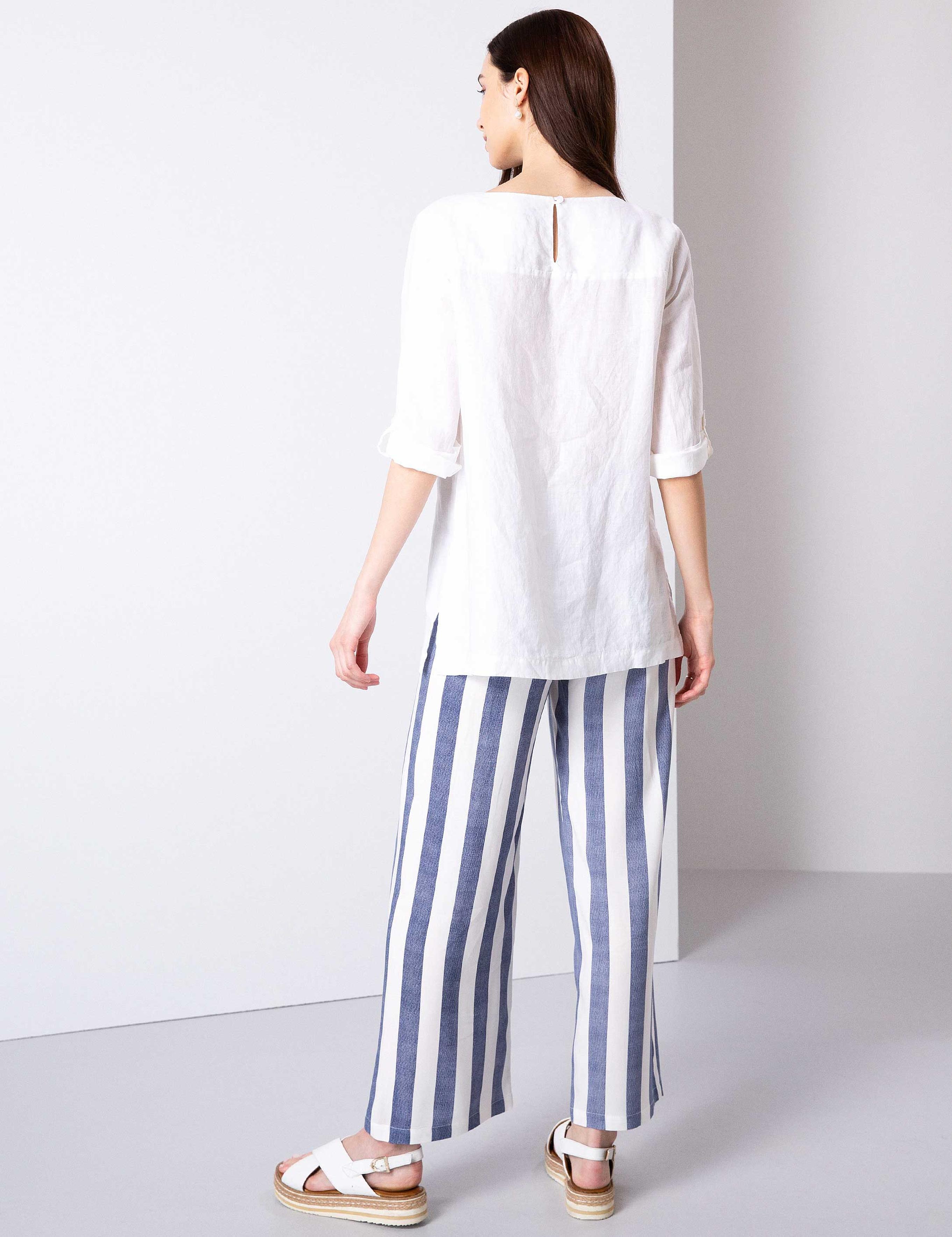 Açık Mavi Flare Fit Kumaş Pantolon