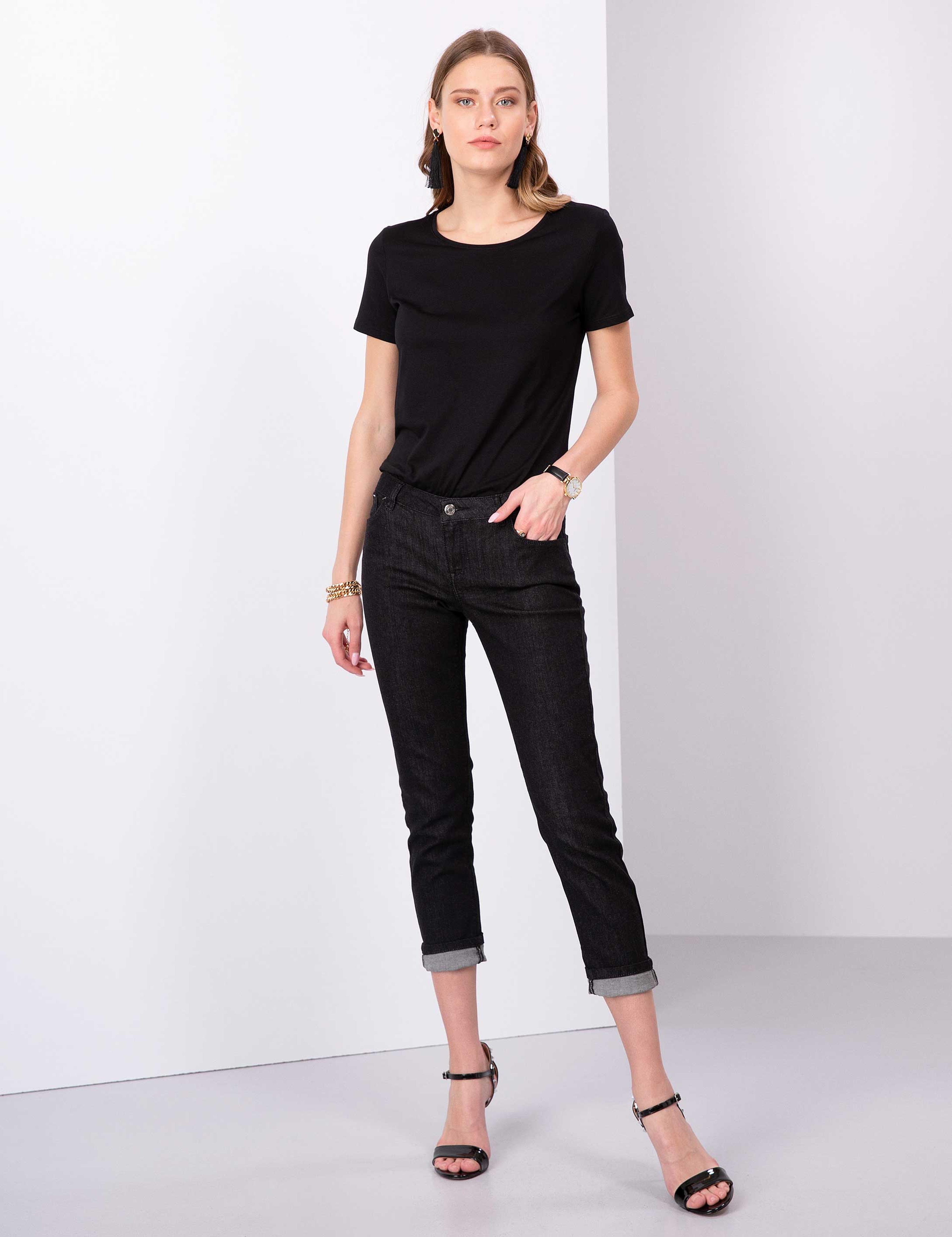 Siyah Slim Fit Jean Pantolon - Image 1