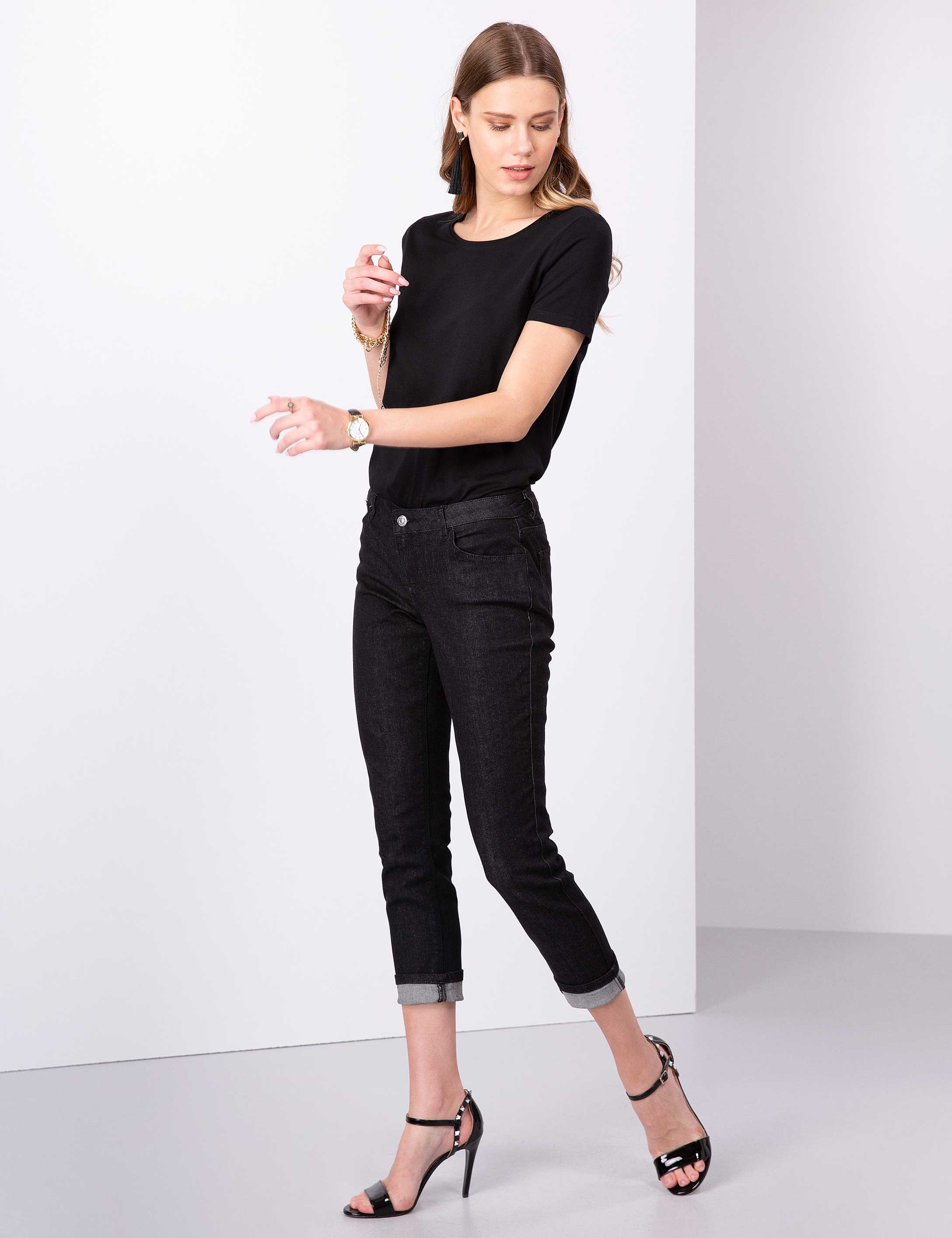 Siyah Slim Fit Jean Pantolon - Image 2