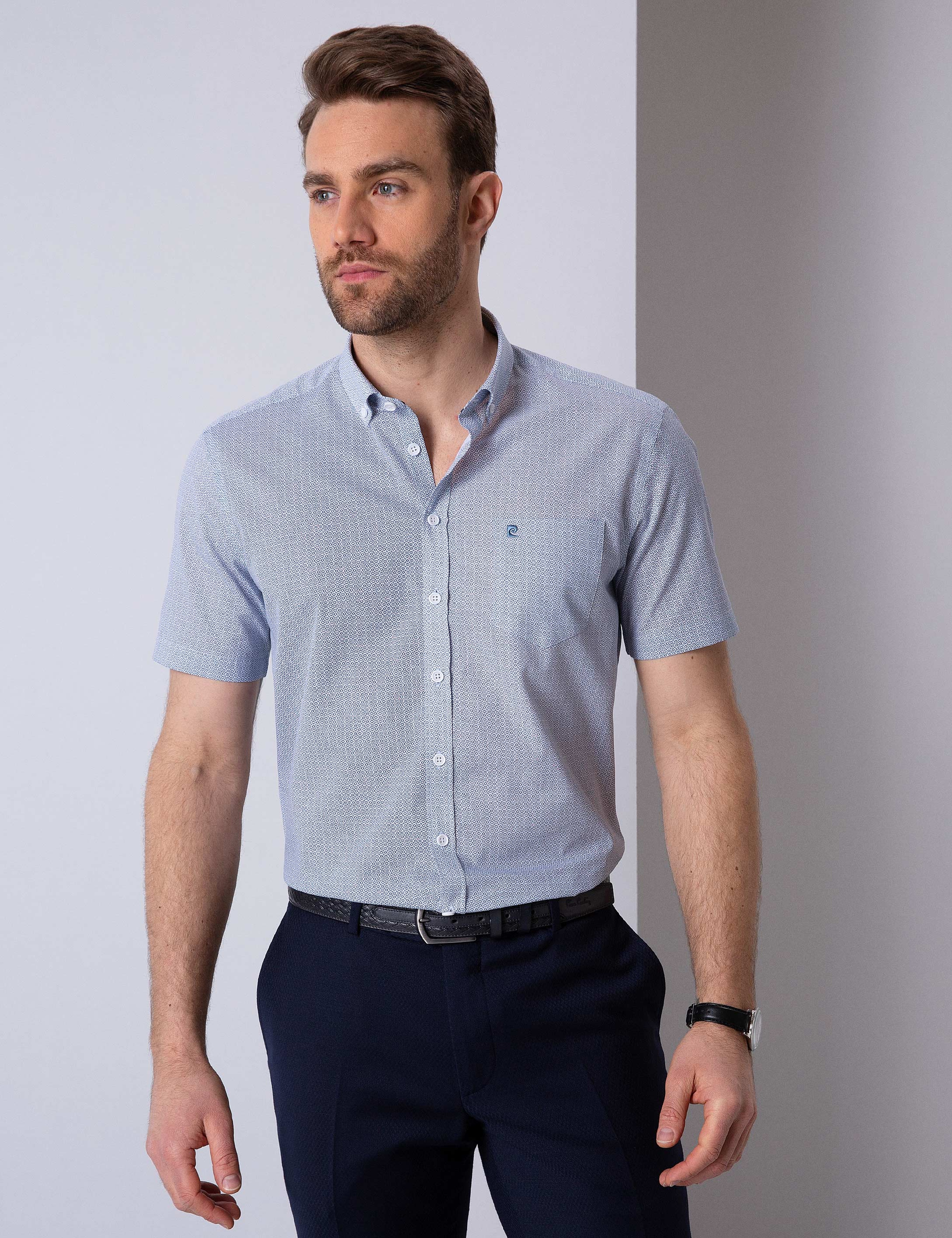 Mavi Regular Fit Kısa Kollu Gömlek - Image 2