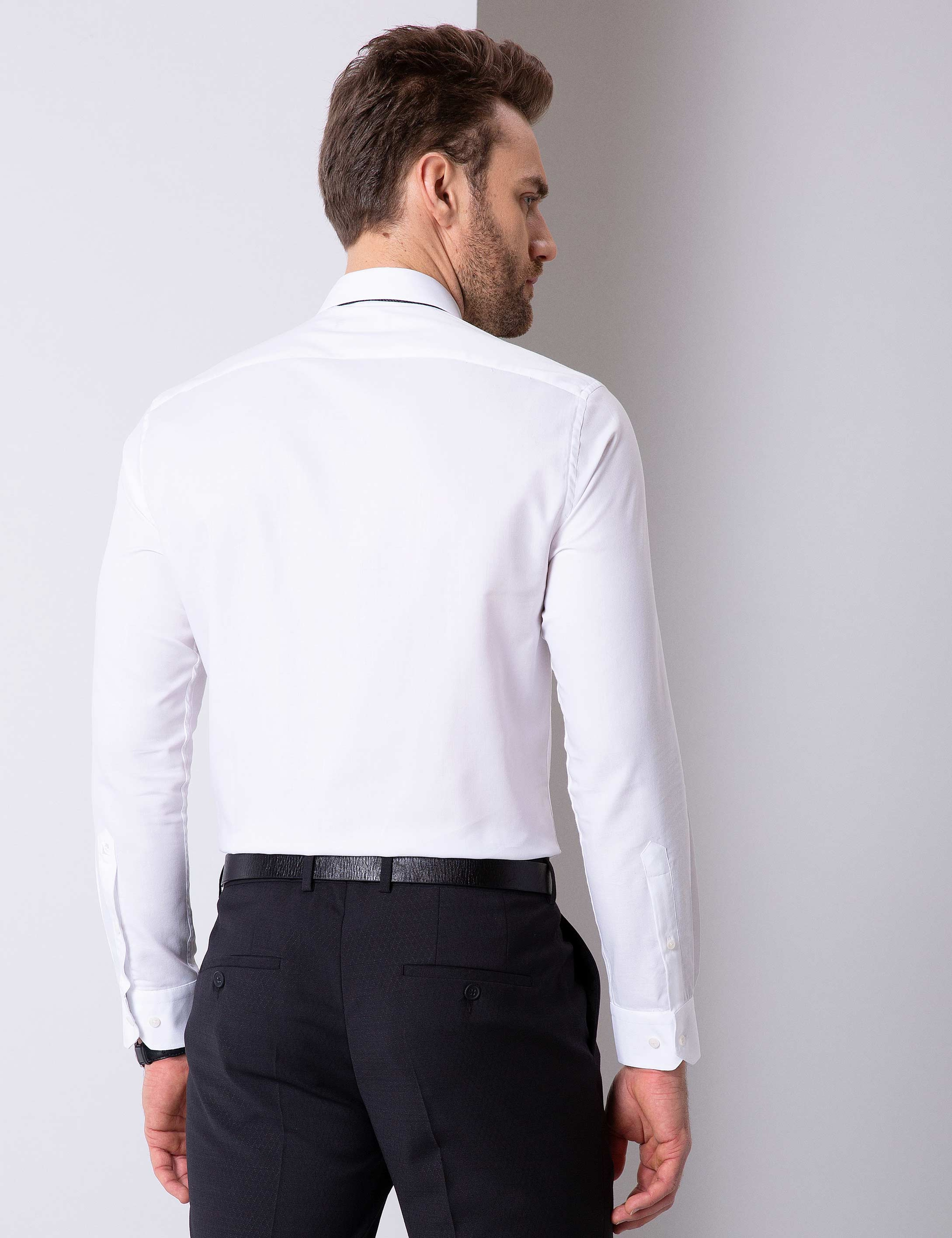 Beyaz Slim Fit Gömlek - Image 3