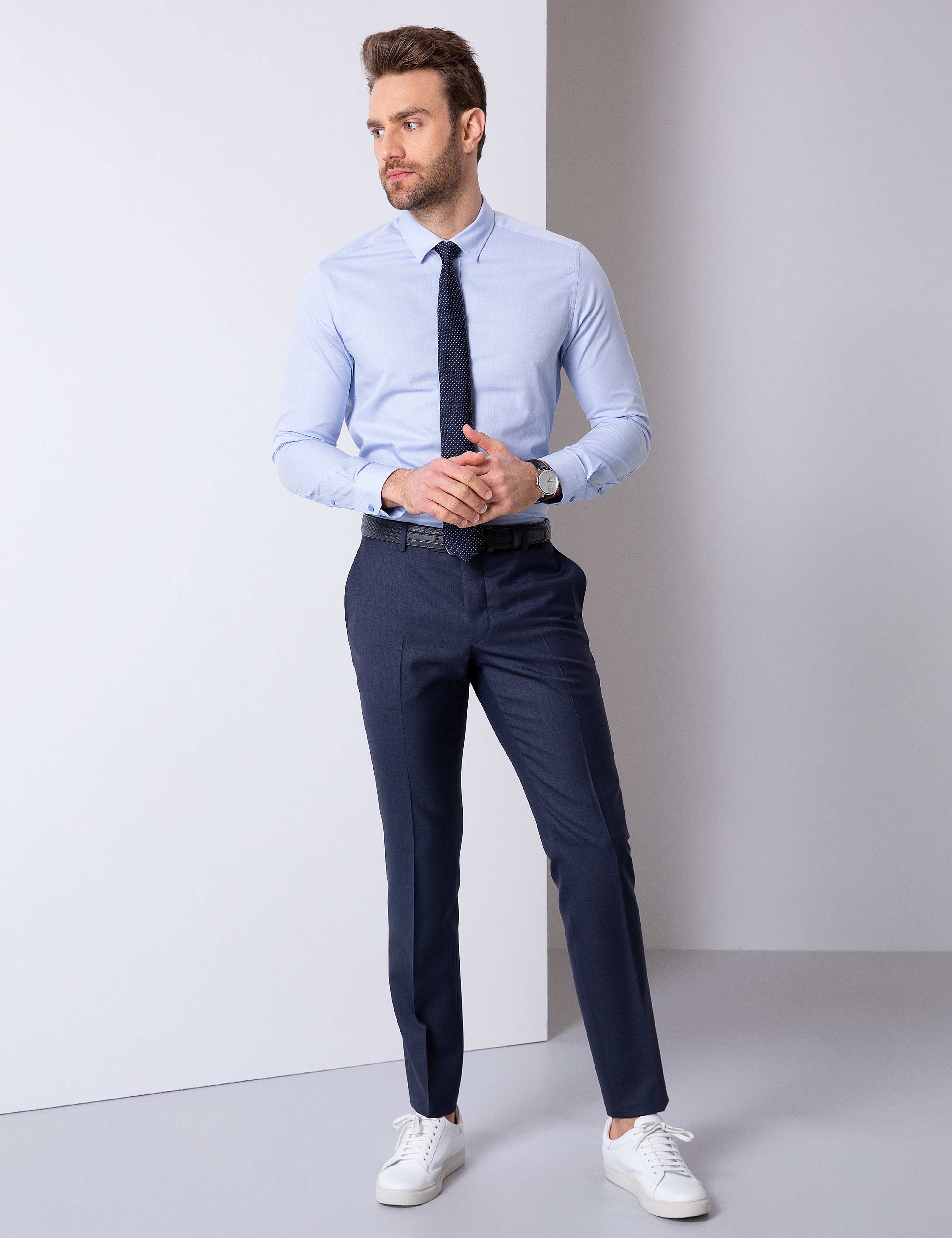 Mavi Slim Fit Gömlek - Image 2