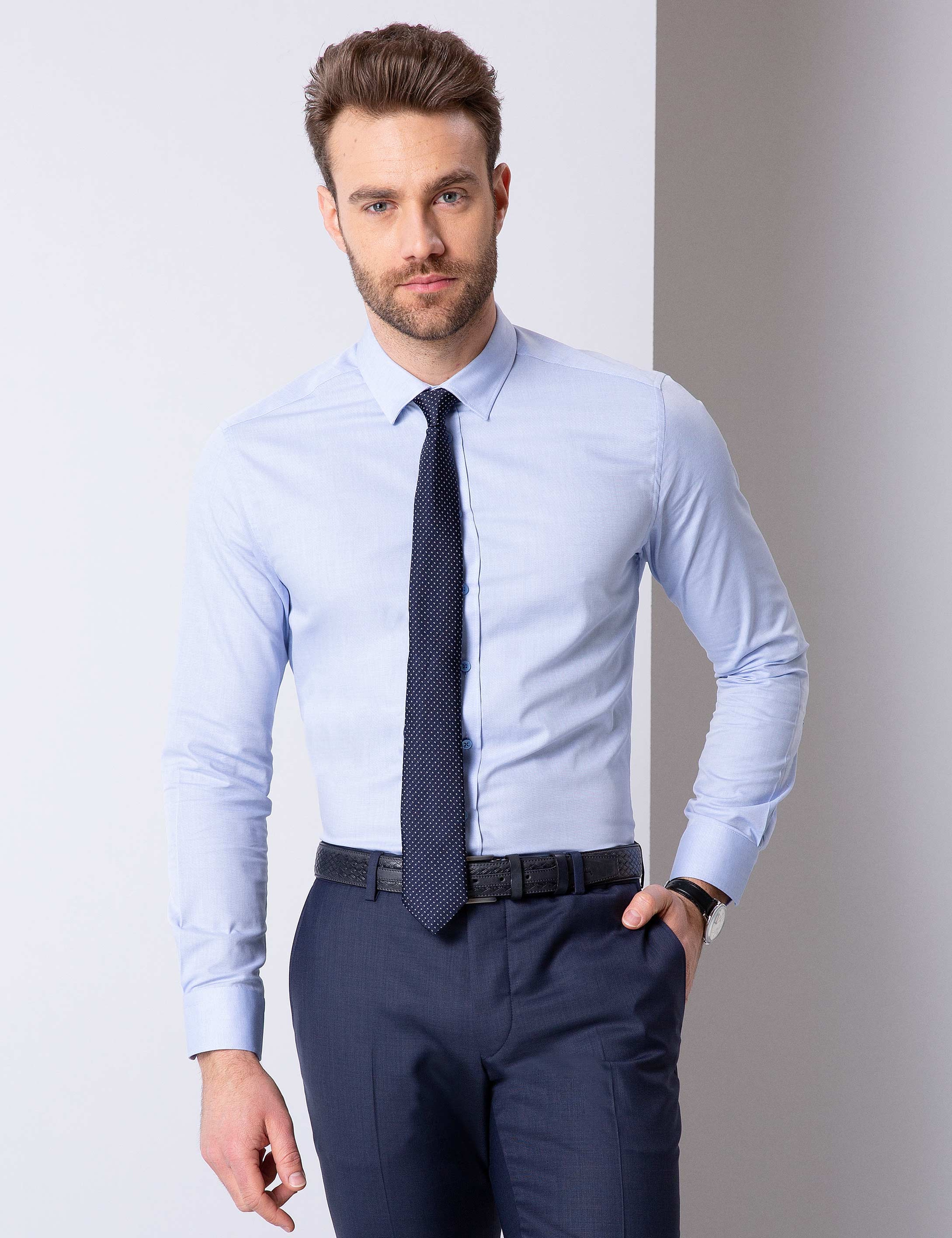 Mavi Slim Fit Gömlek - Image 1