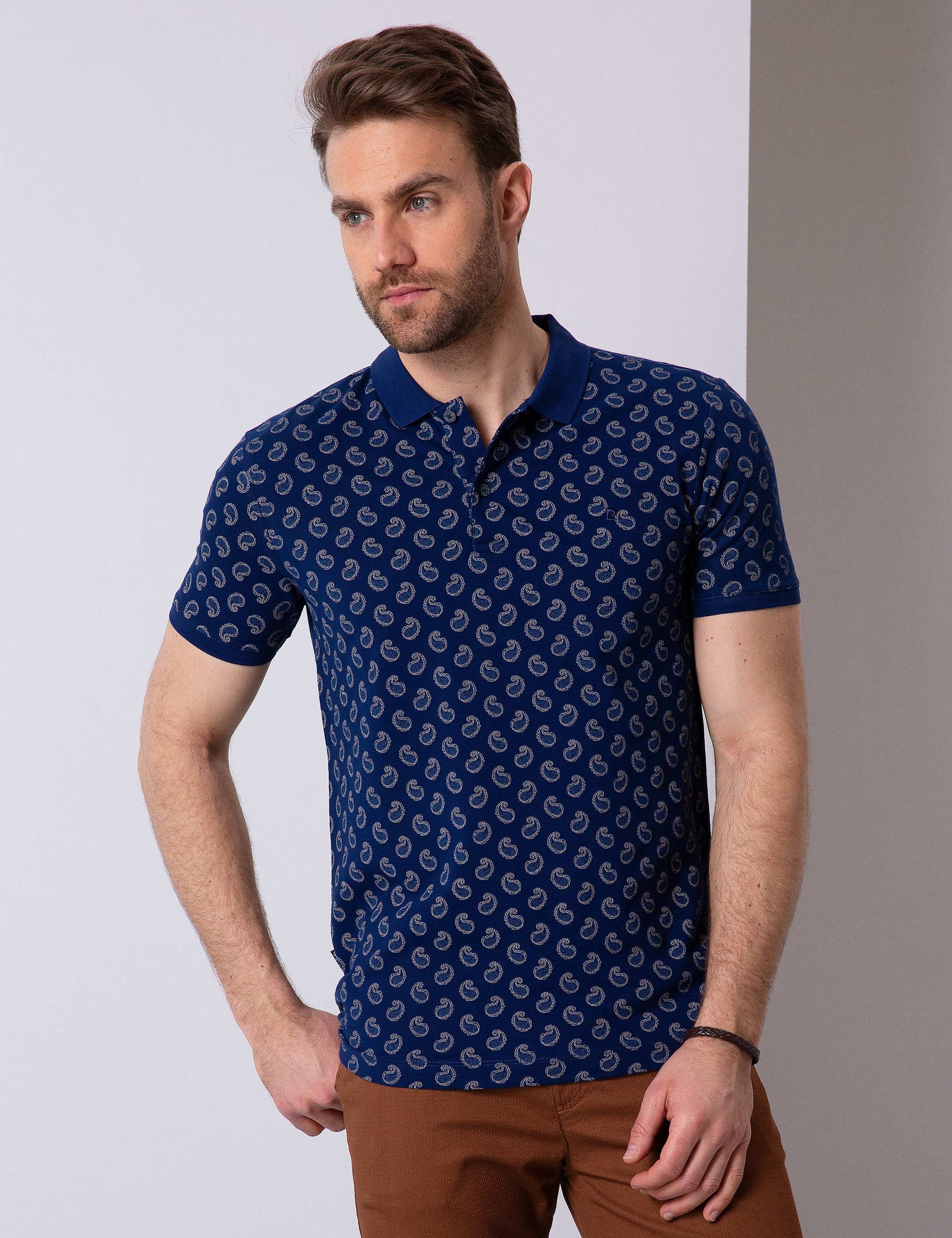 Lacivert Slim Fit Polo Yaka T-Shirt - Image 1