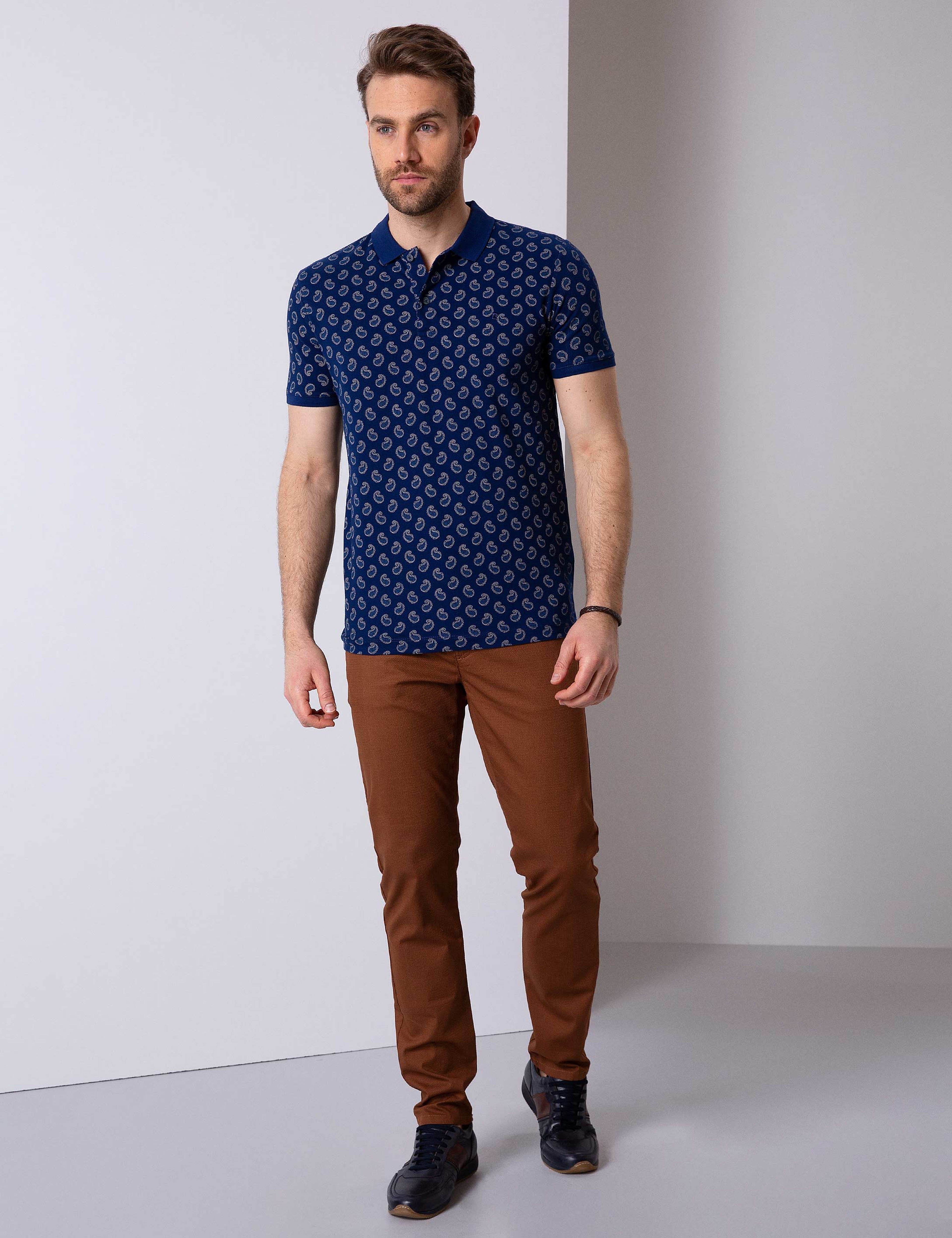 Lacivert Slim Fit Polo Yaka T-Shirt - Image 2