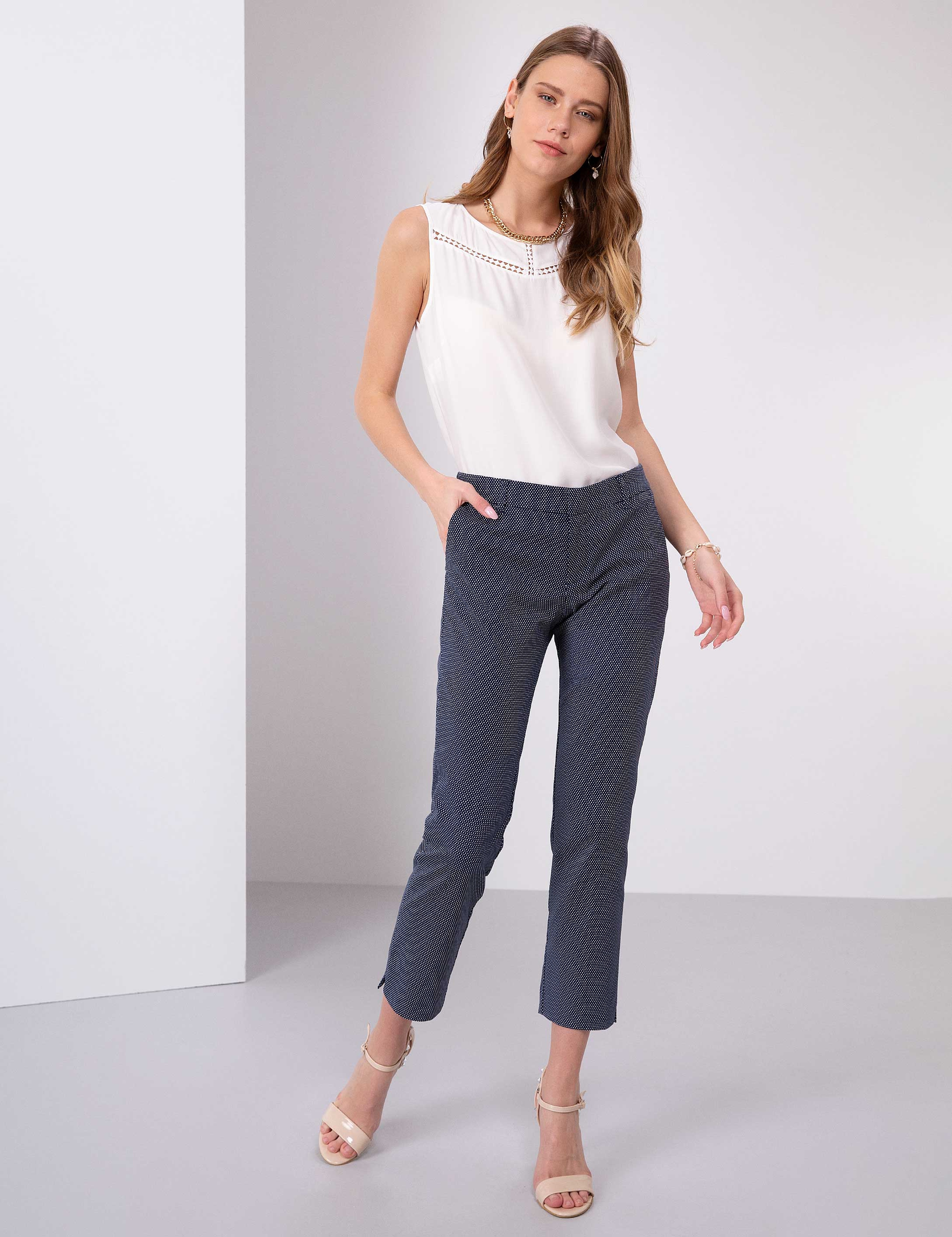 Lacivert Slim Fit Kumaş Pantolon - Image 1