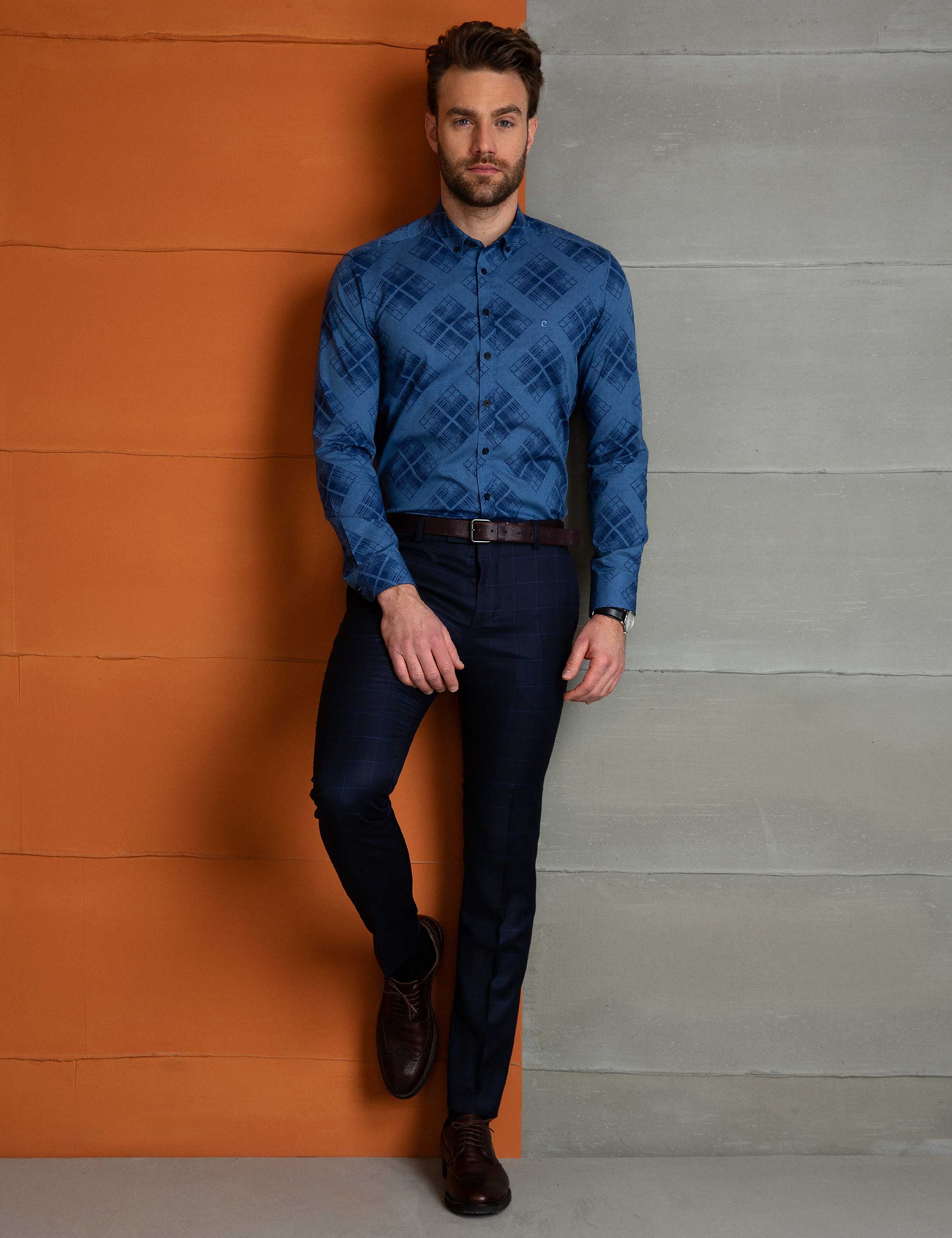 Mavi Slim Fit Gömlek - Image 3