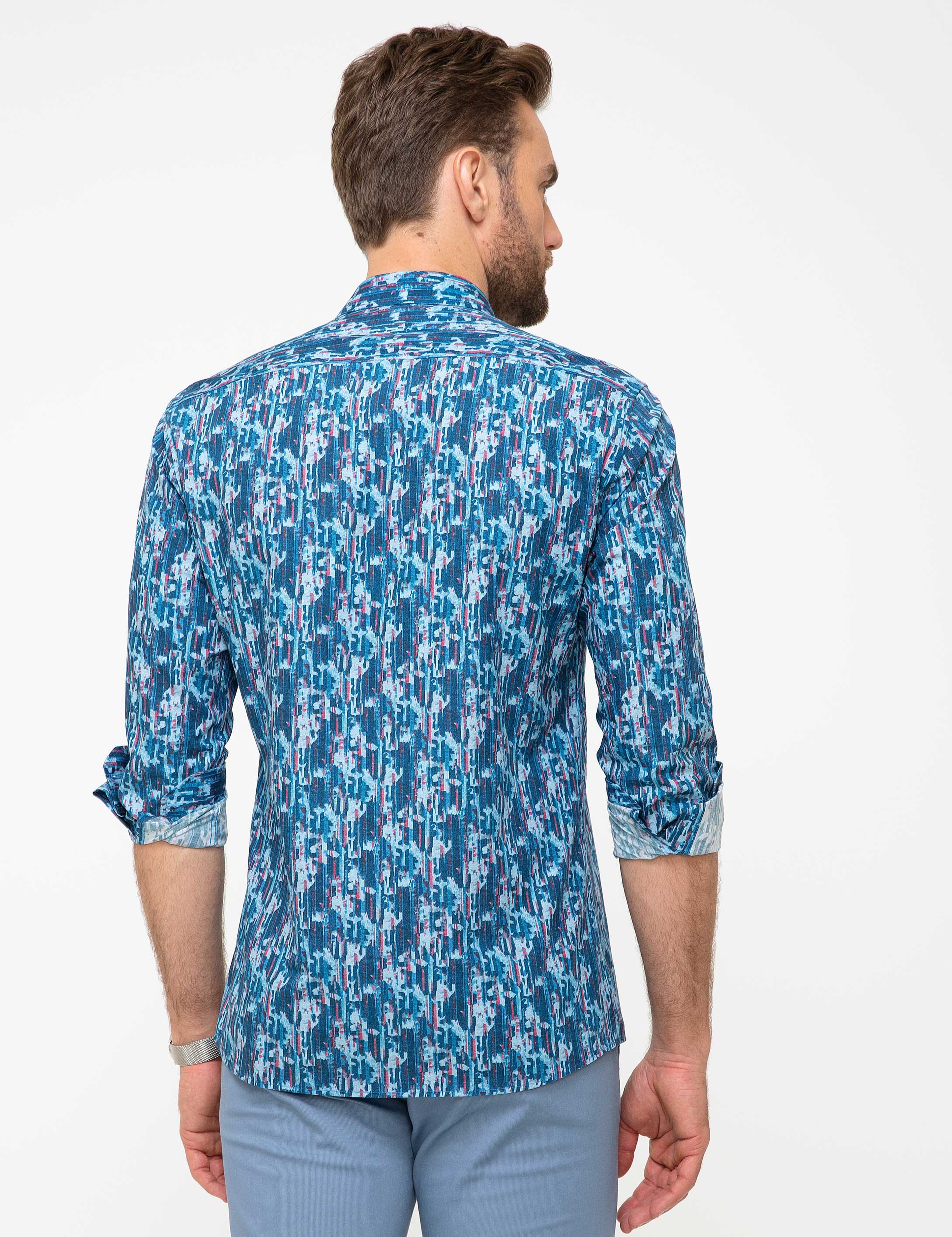 Mavi Slim Fit Gömlek - Image 3
