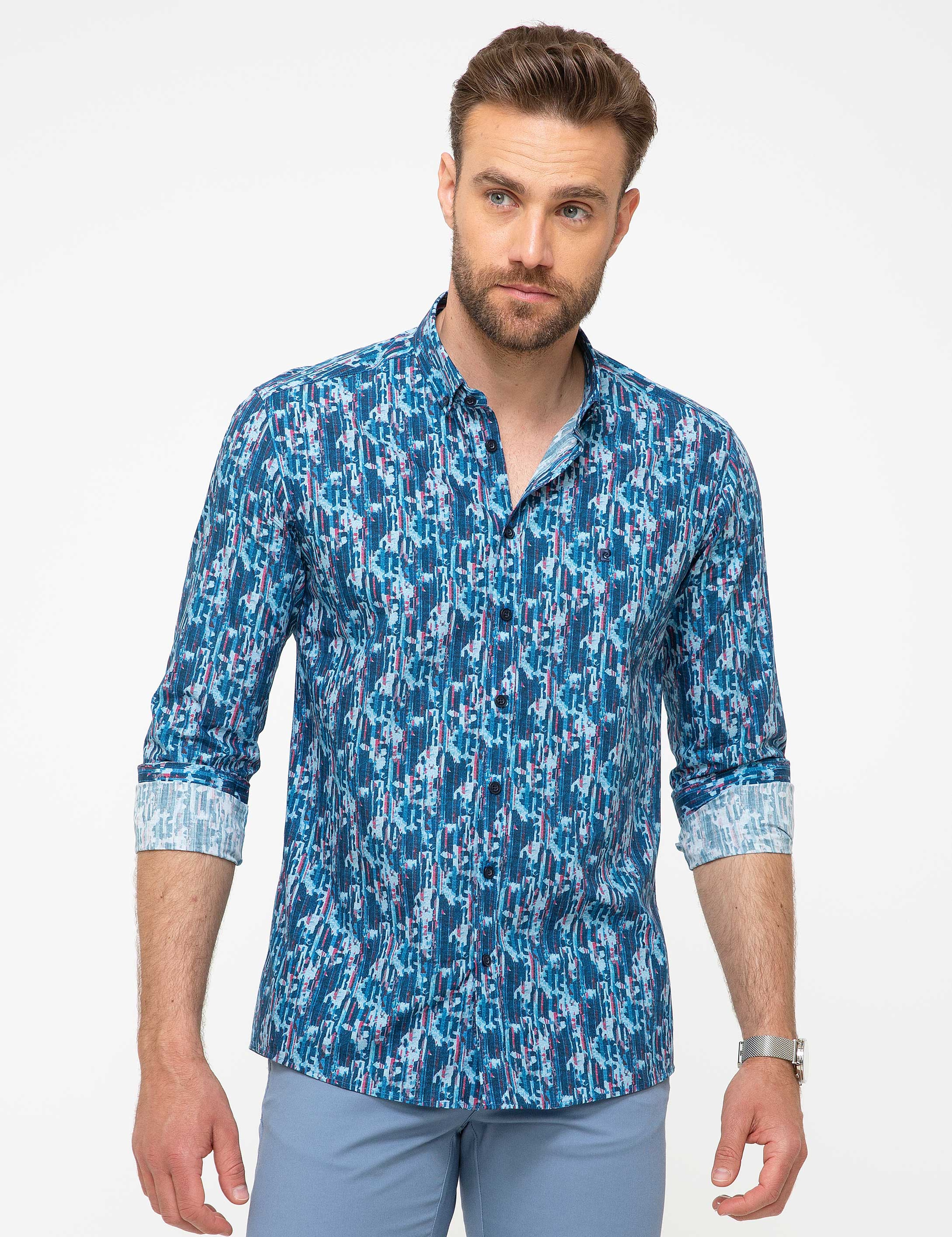 Mavi Slim Fit Gömlek - Image 1