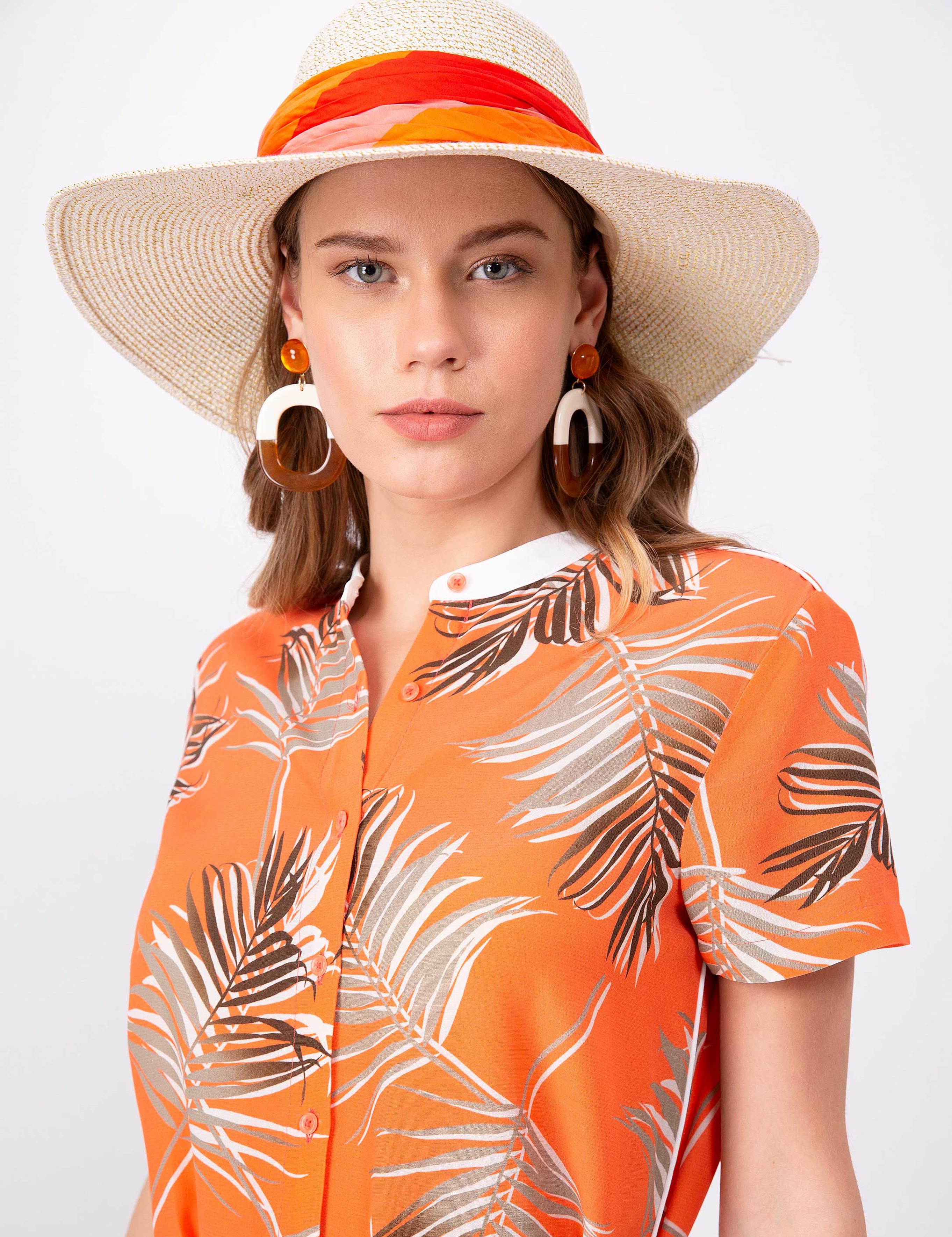 Nar Çiçeği Desenli Elbise