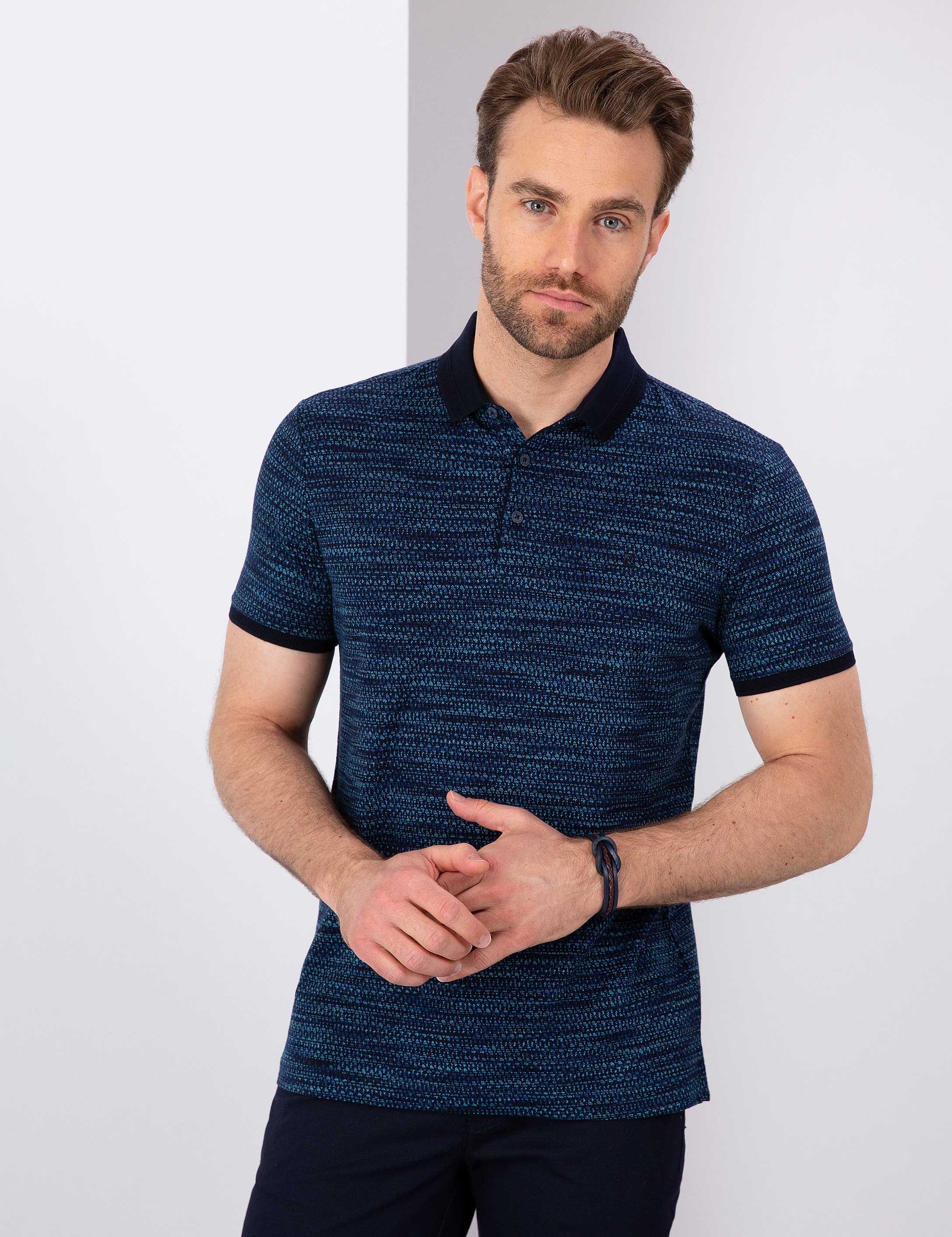 Lacivert Slim Fit Polo Yaka T-Shirt