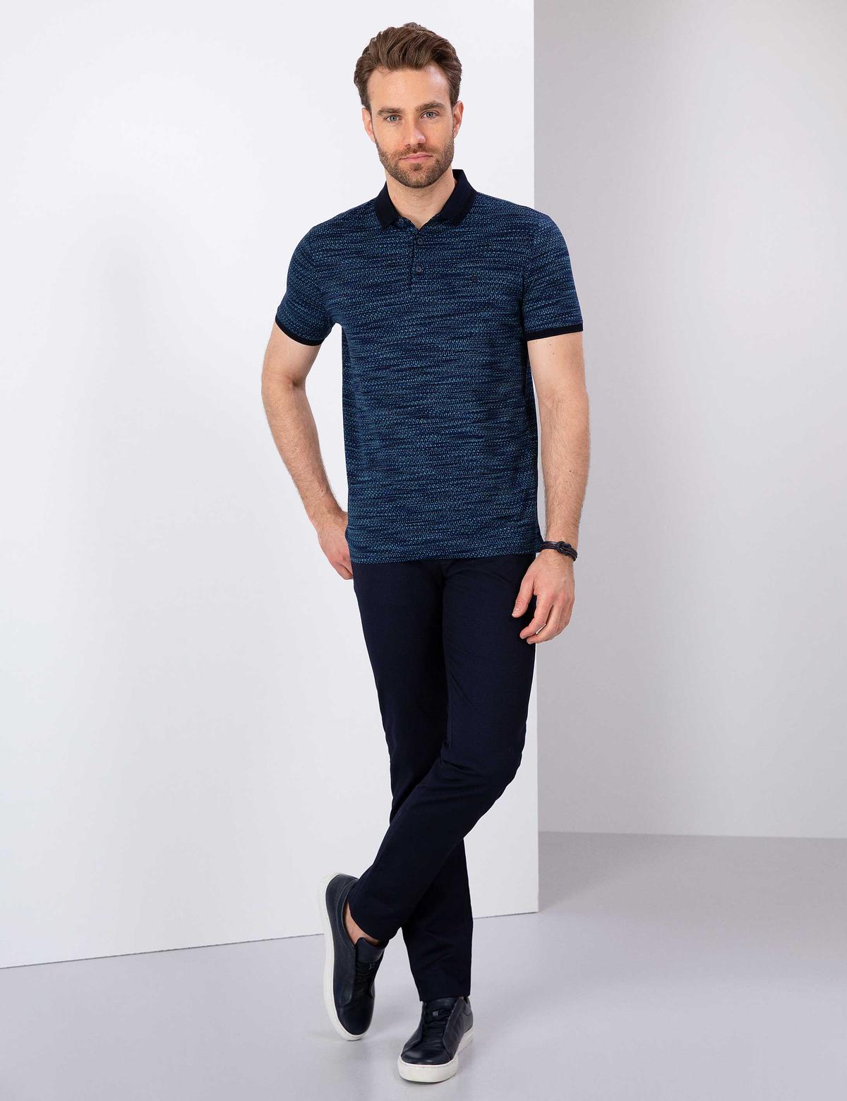 Lacivert Slim Fit Polo Yaka T-Shirt - 50201958023