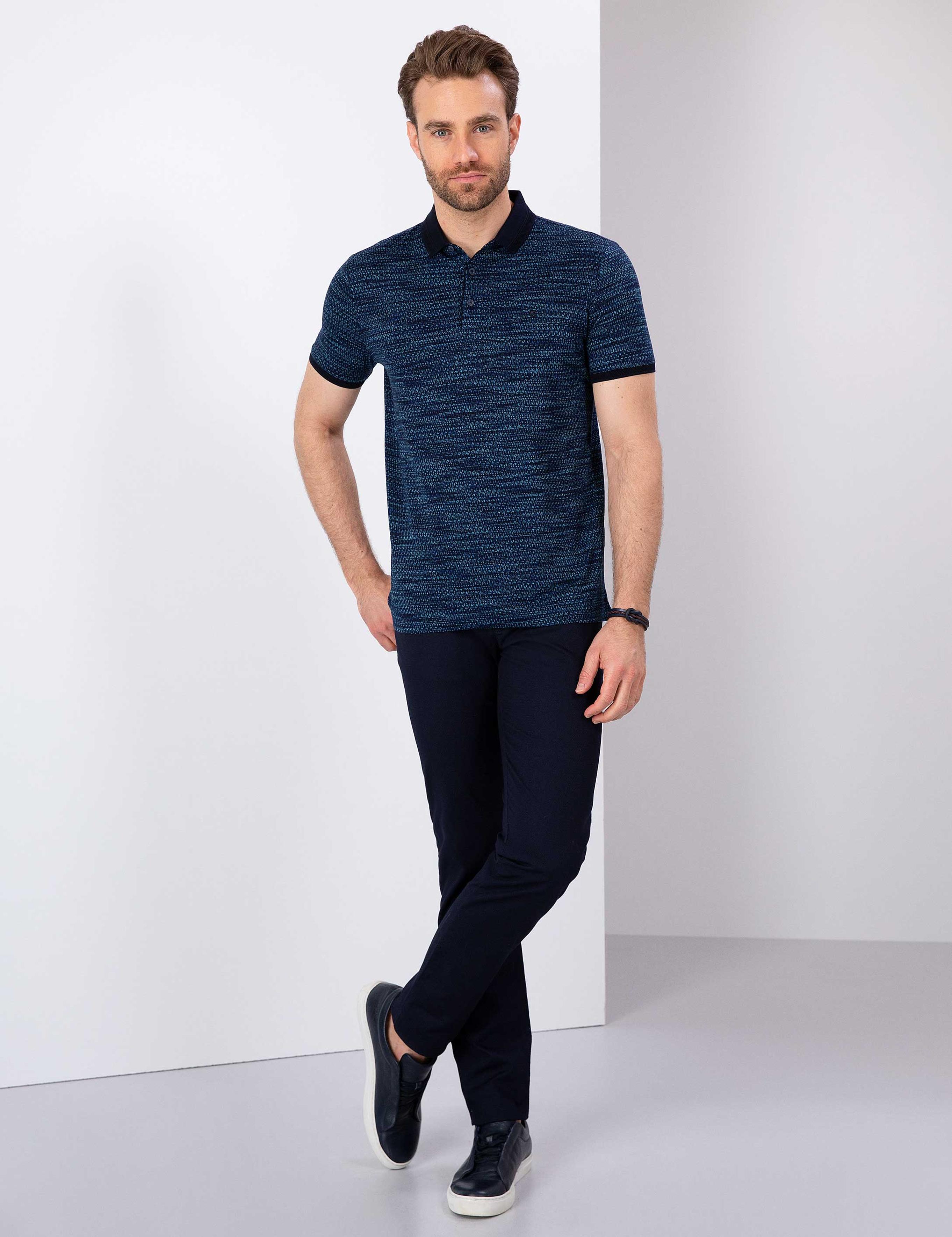 Lacivert Slim Fit Polo Yaka T-Shirt