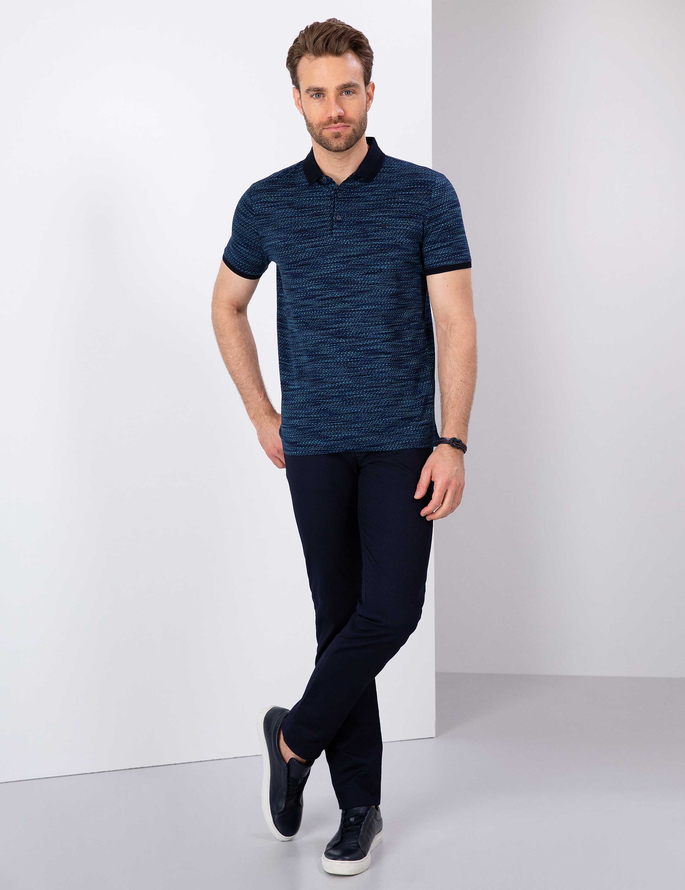 Lacivert Slim Fit Polo Yaka T-Shirt - Image 4