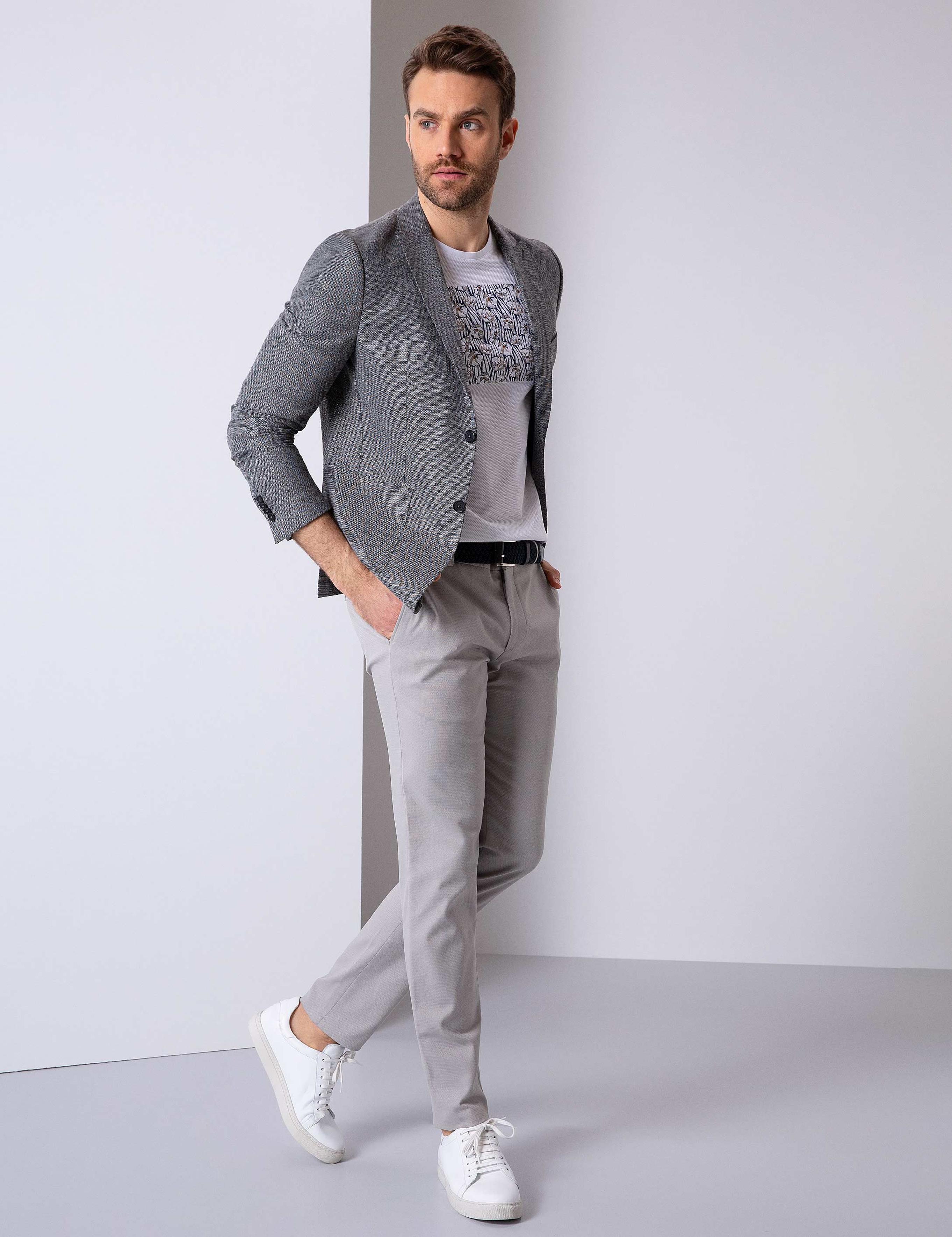 Gri Ekstra Slim Fit Ceket