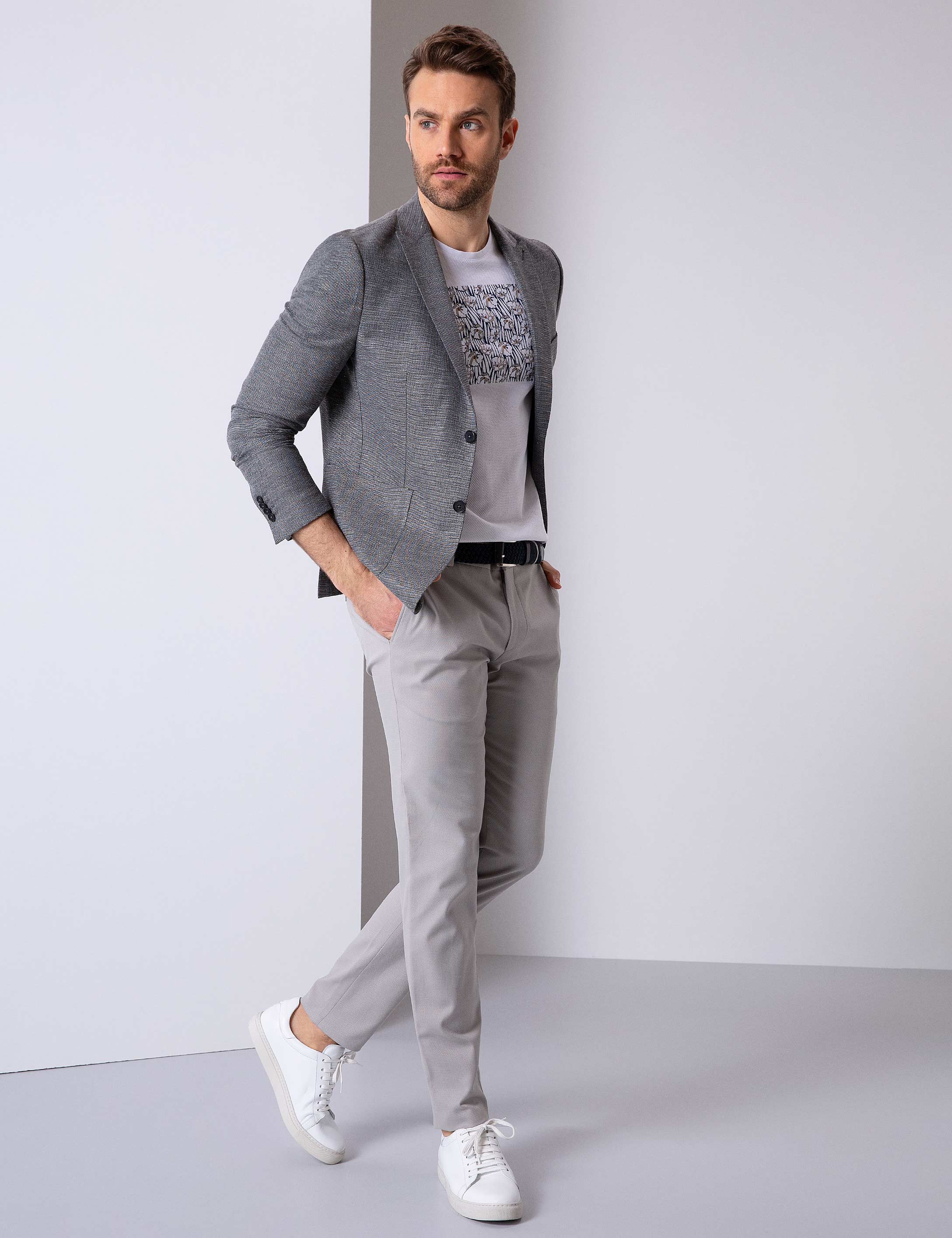 Gri Ekstra Slim Fit Ceket
