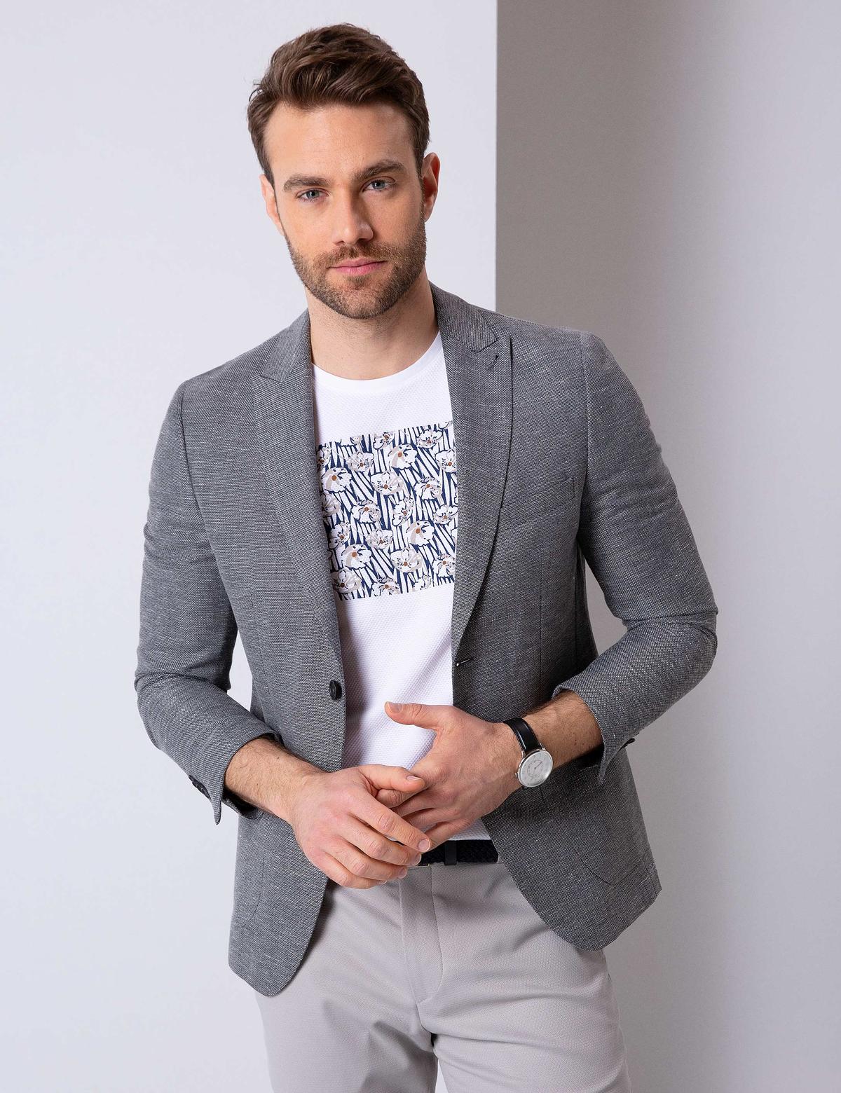 Gri Ekstra Slim Fit Ceket