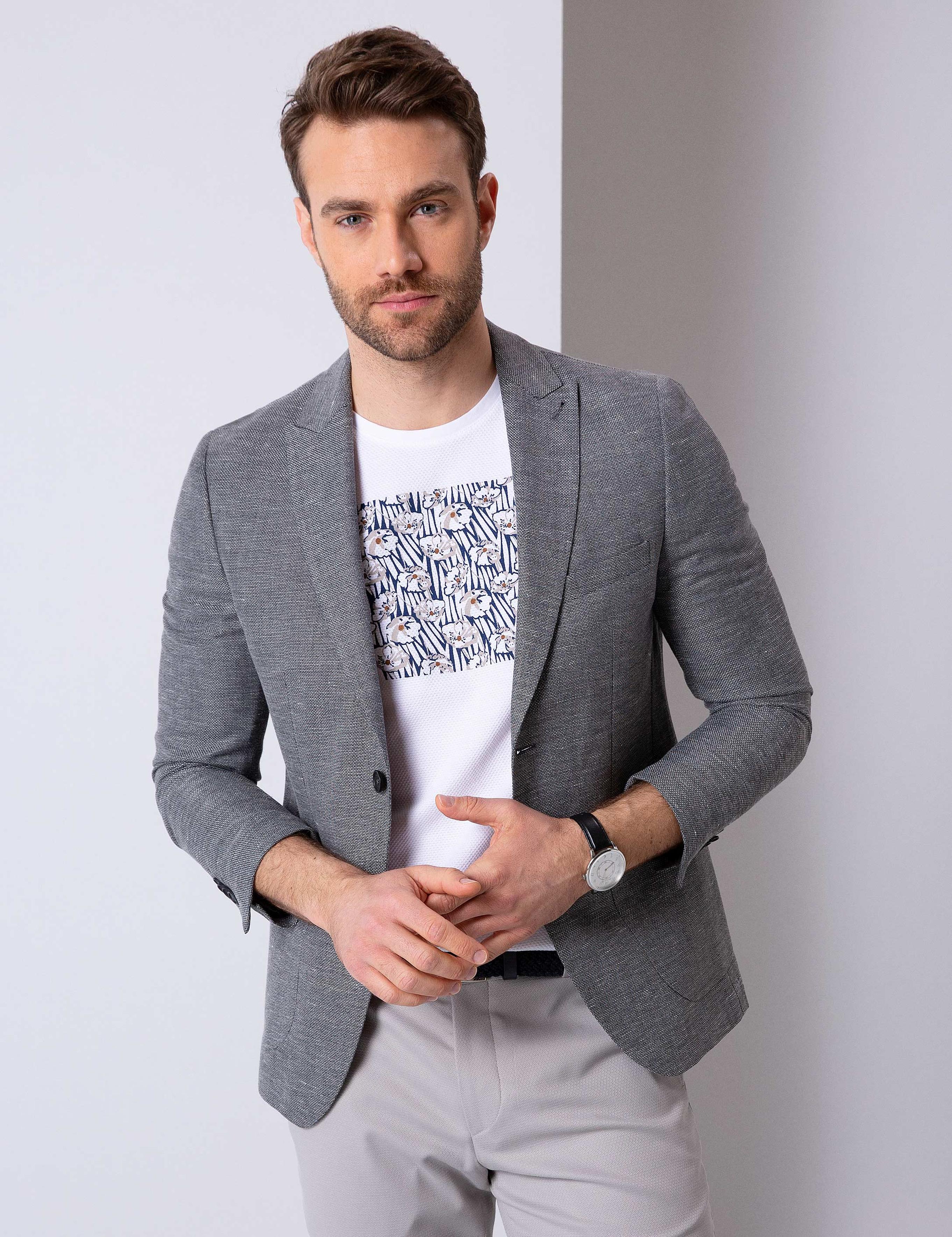 Gri Ekstra Slim Fit Ceket