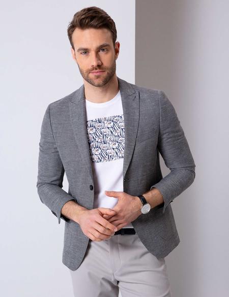 Gri Ekstra Slim Fit Ceket - 50201985050