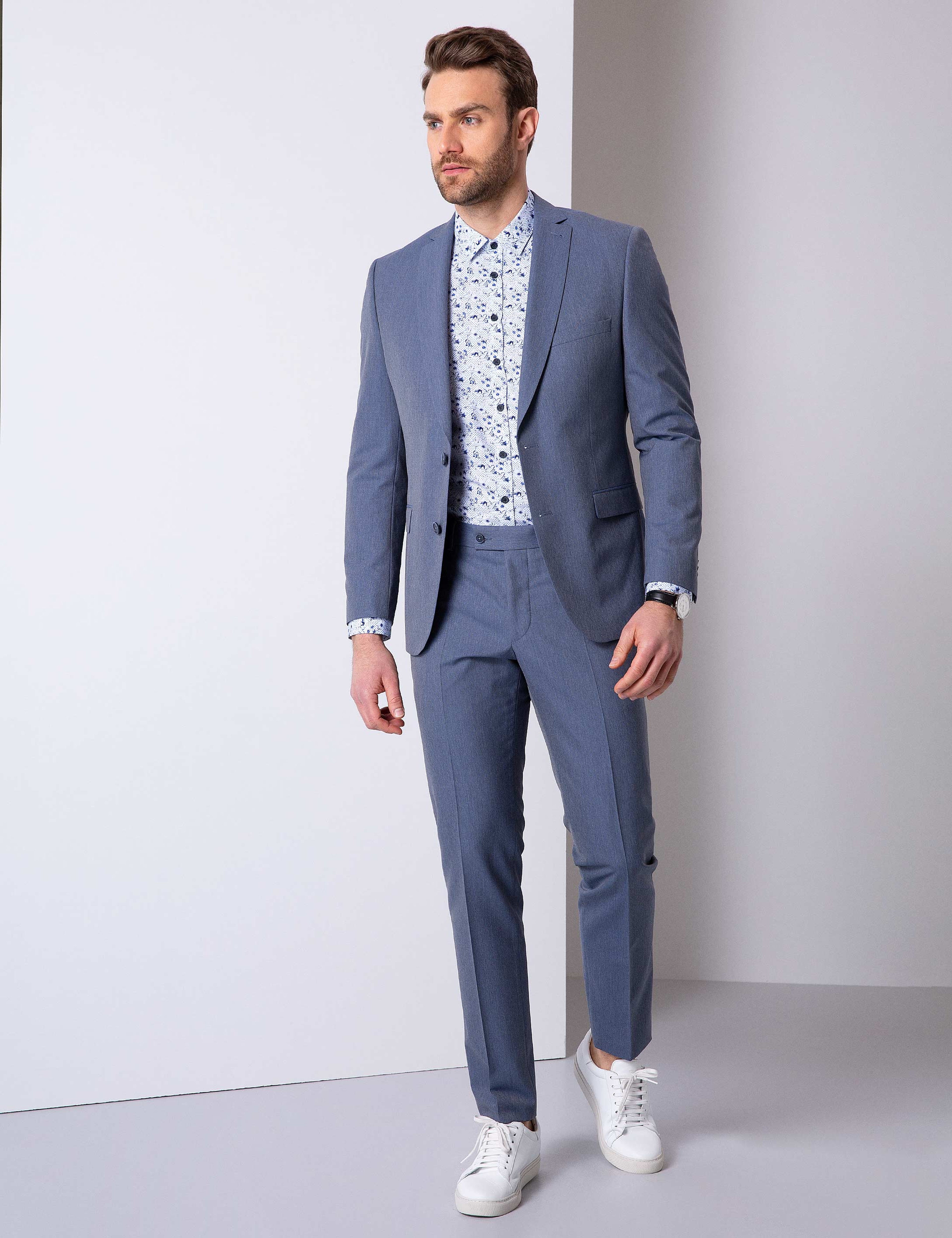 Koyu Mavi Slim Fit Takım Elbise - Image 1