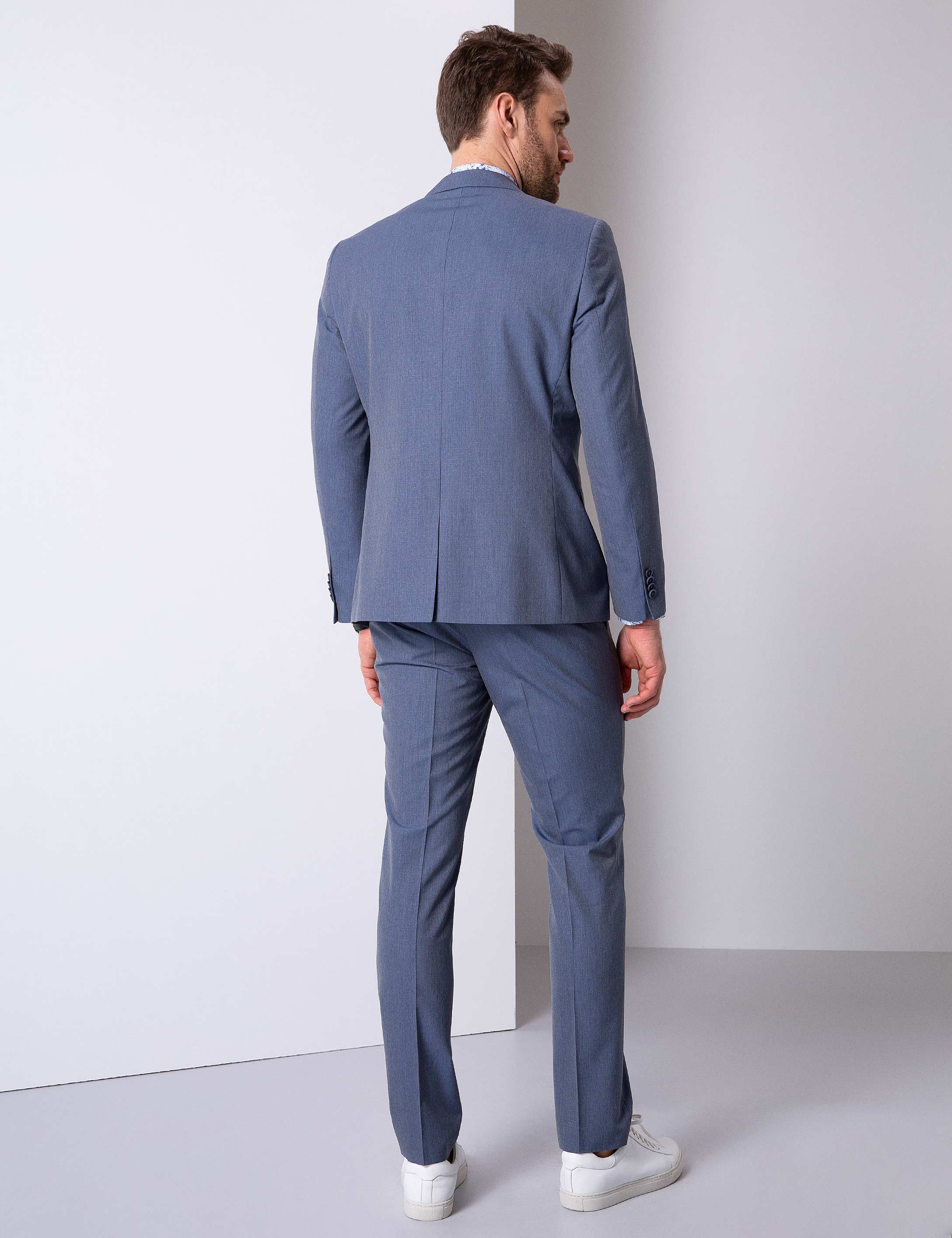 Koyu Mavi Slim Fit Takım Elbise - Image 3