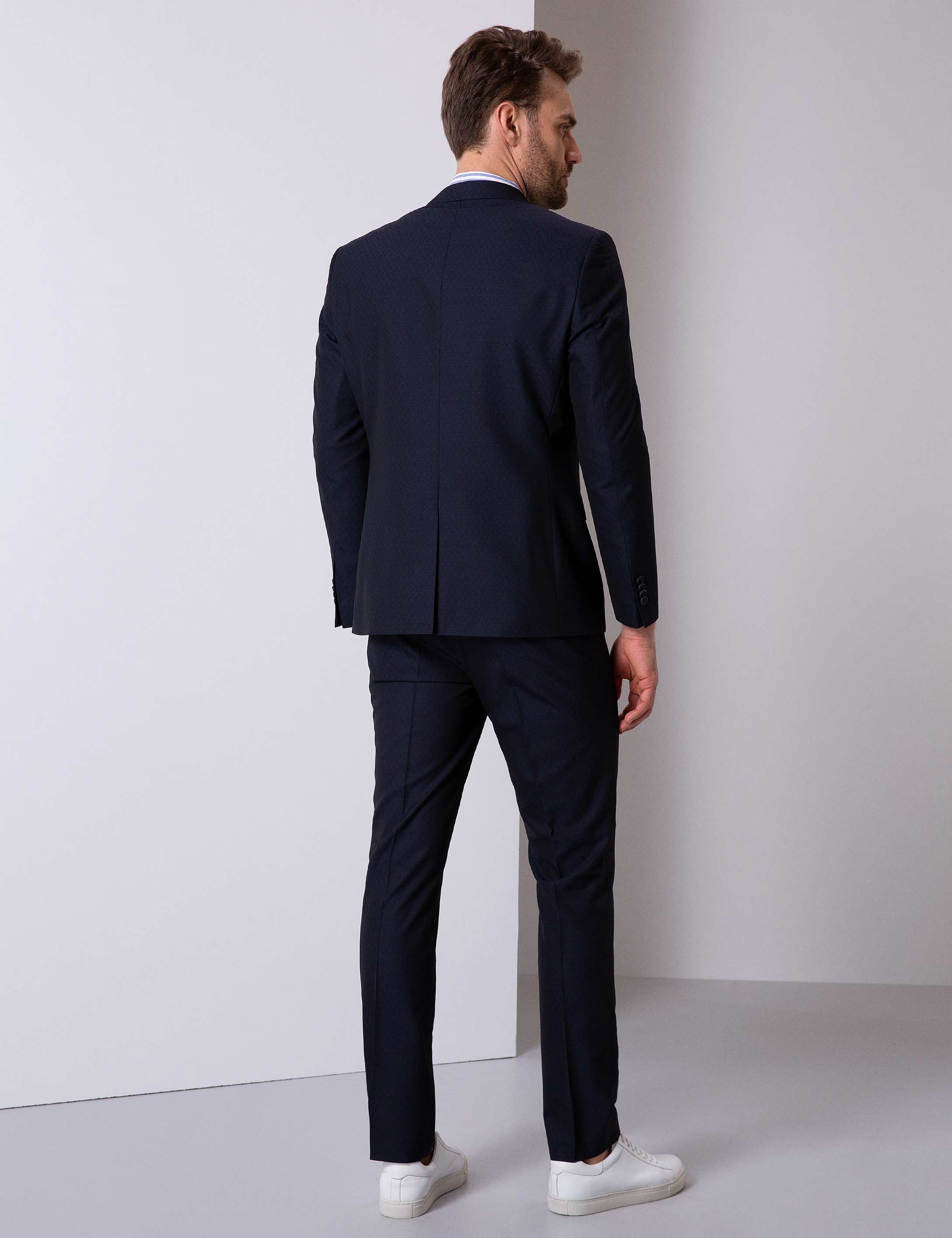 Lacivert Slim Fit Takım Elbise - Image 4